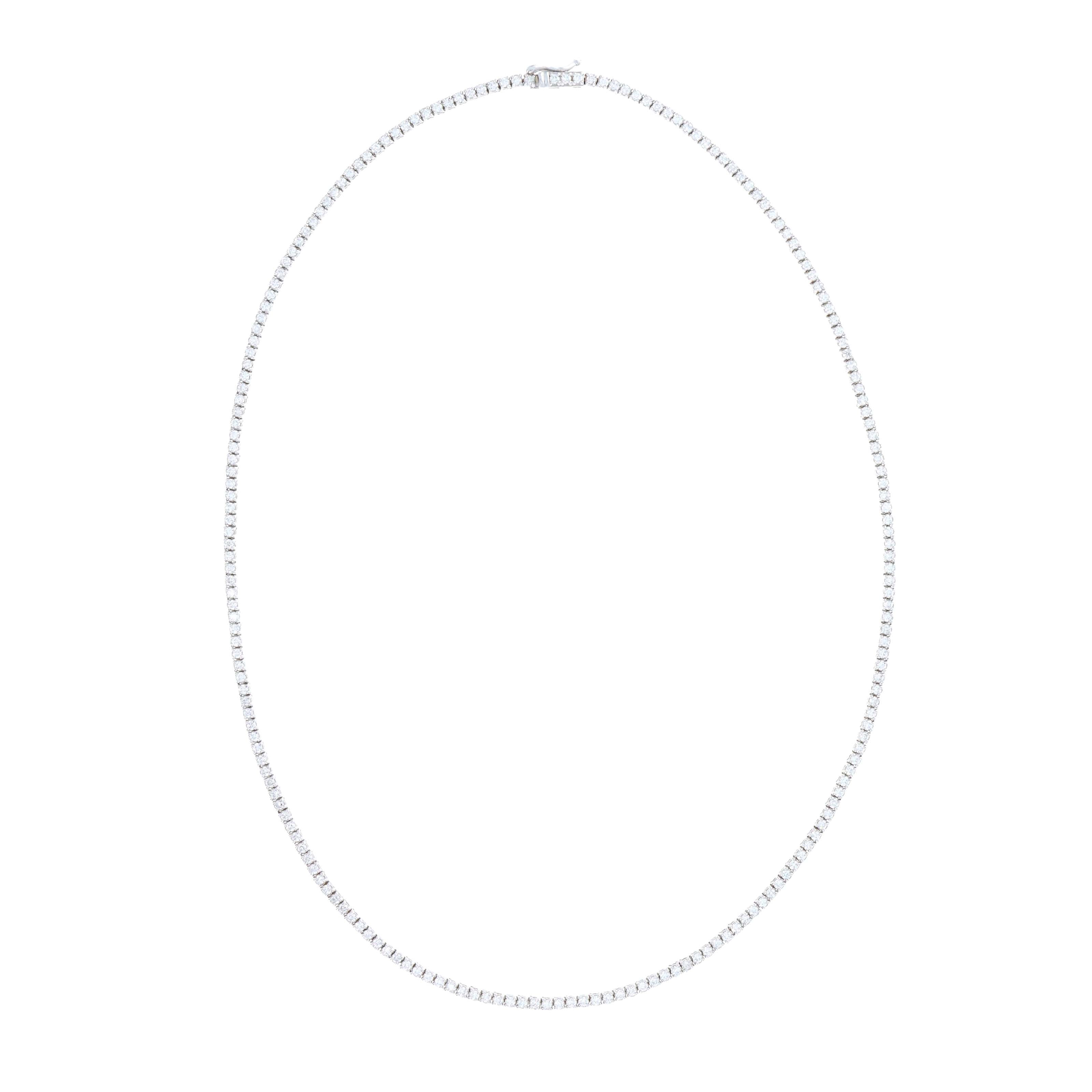 14K White Gold 4.65 Carat Round Diamond Tennis Necklace - Queen May