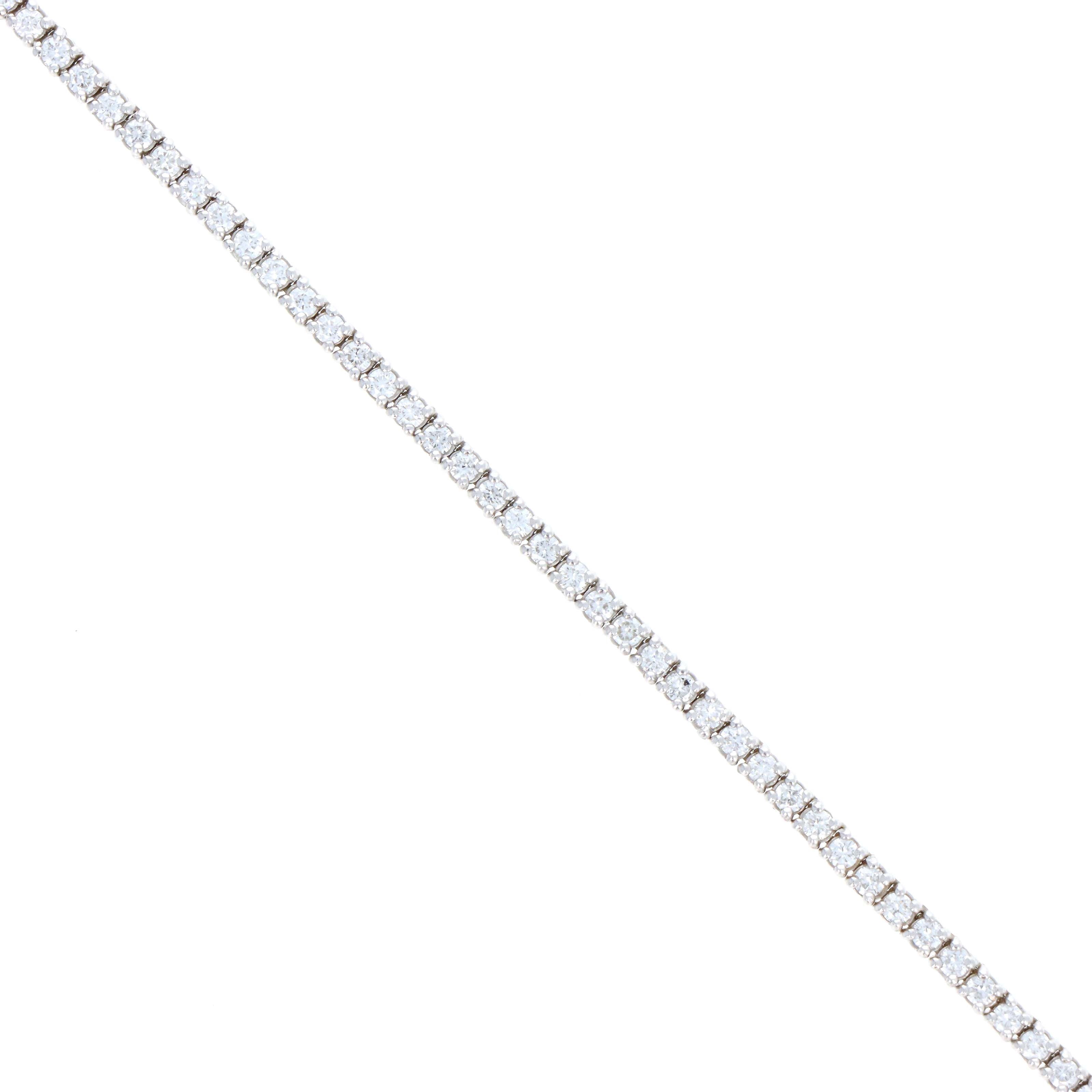14K White Gold 4.65 Carat Round Diamond Tennis Necklace - Queen May