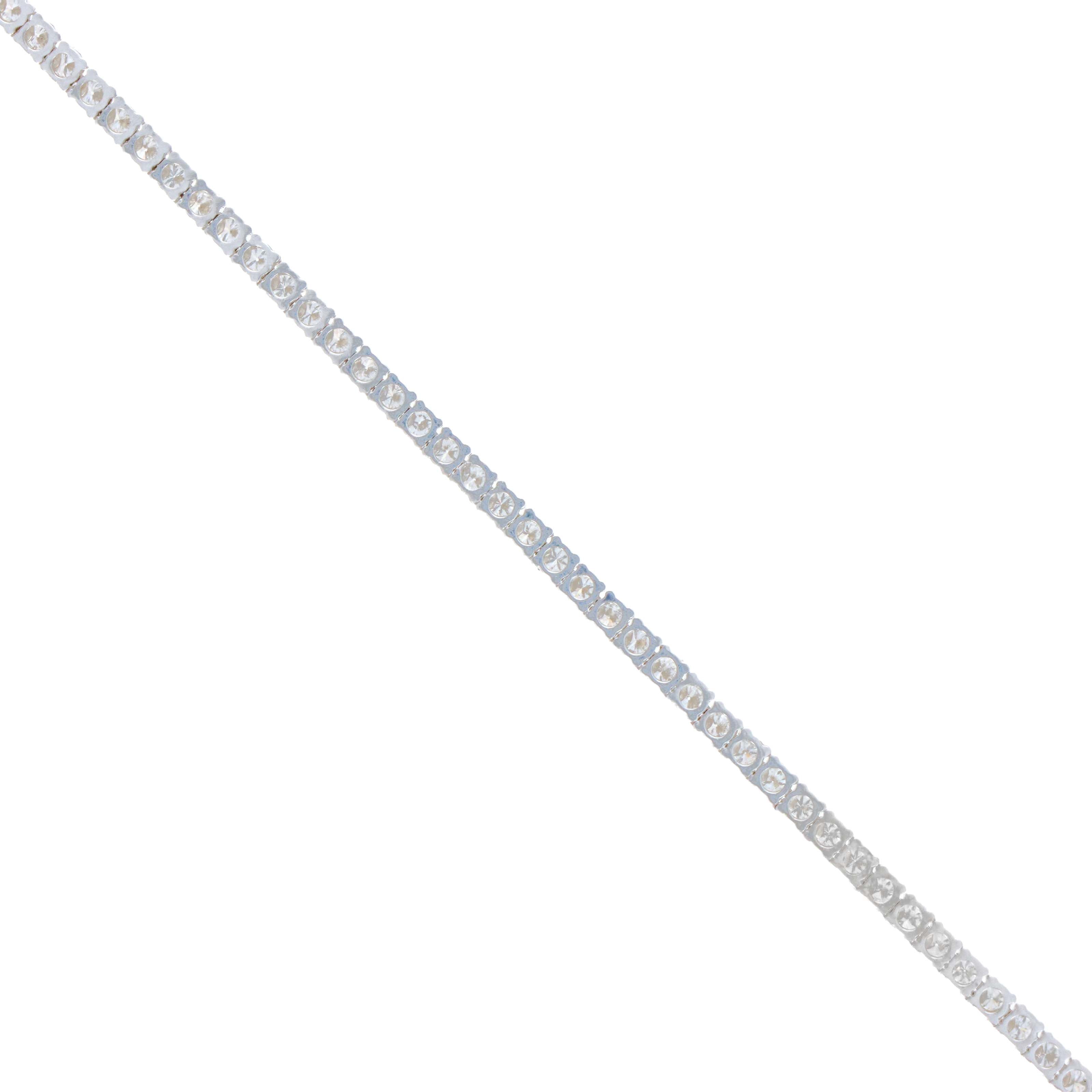 14K White Gold 4.65 Carat Round Diamond Tennis Necklace - Queen May