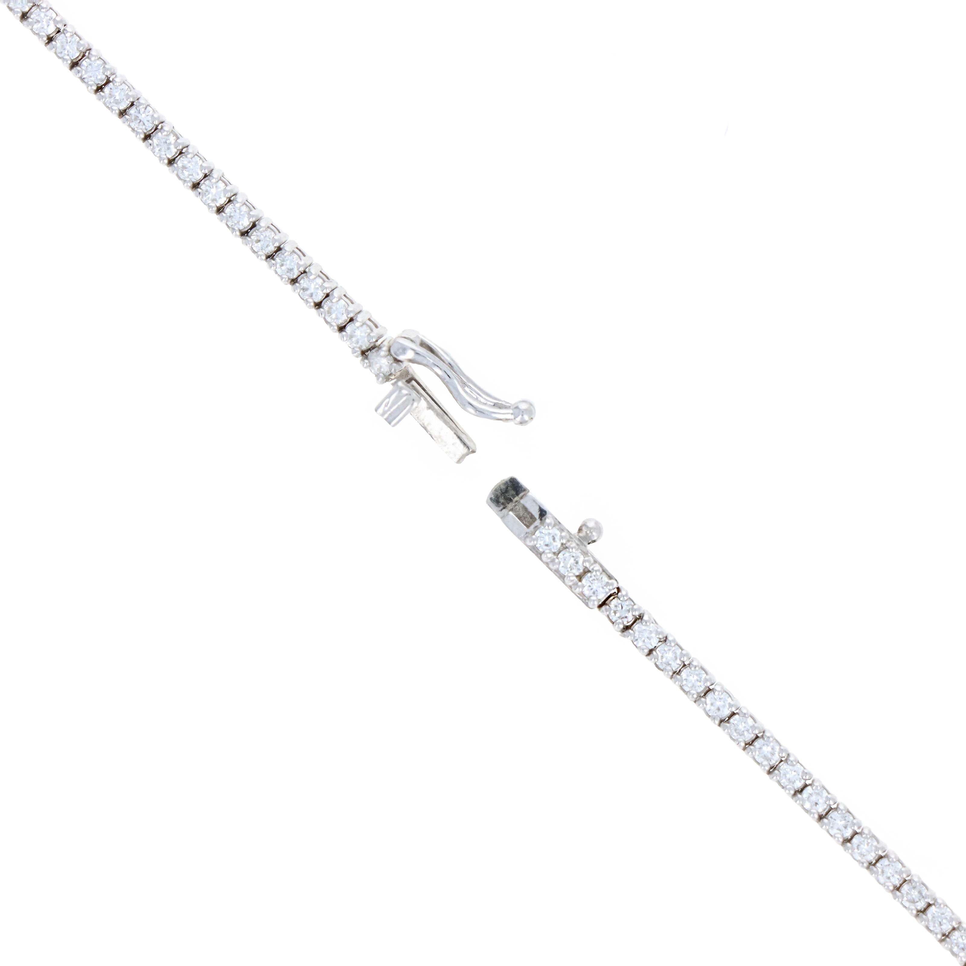 14K White Gold 4.65 Carat Round Diamond Tennis Necklace - Queen May