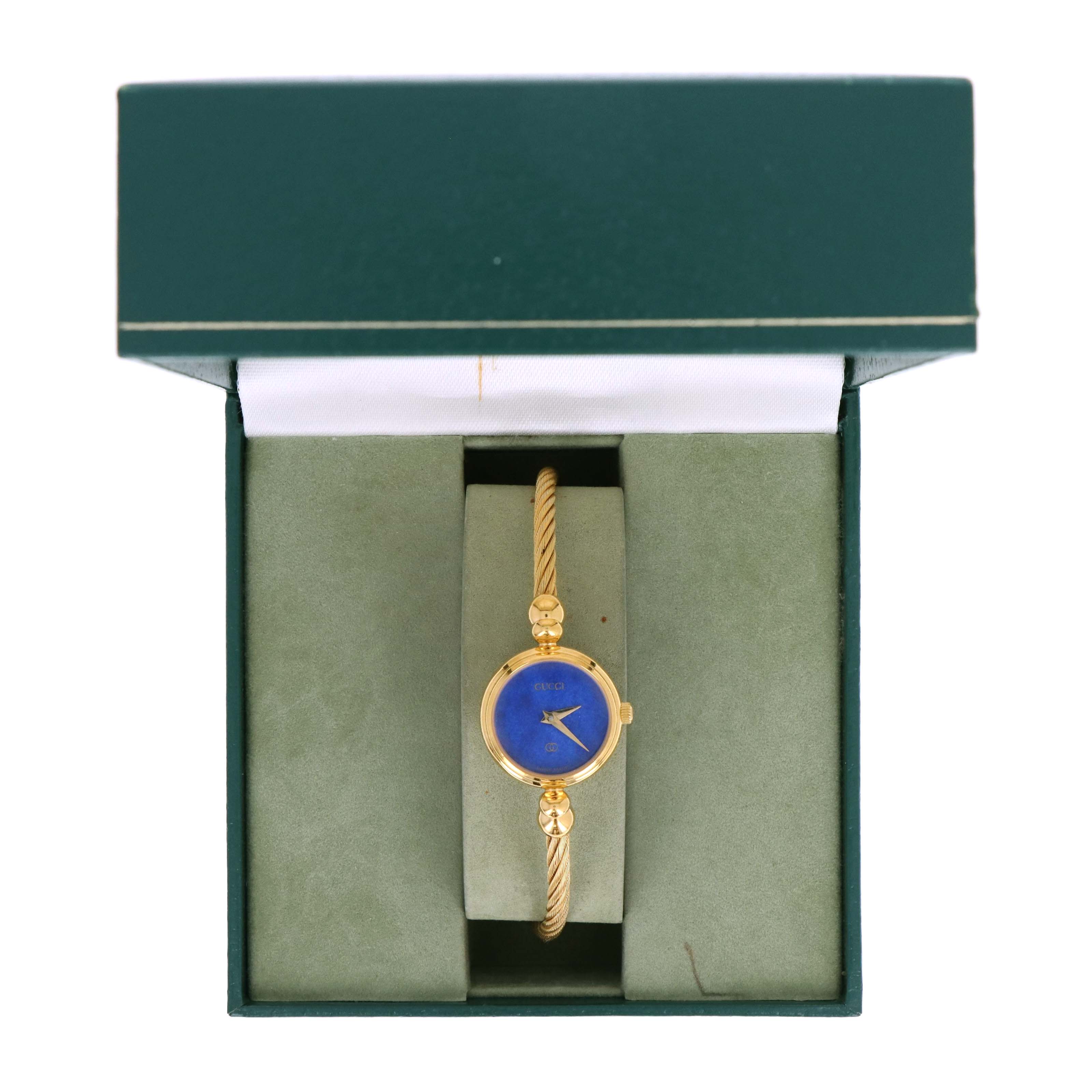 Rare Gucci Ladies 2700L Blue Dial Flexible Bangle Watch - Queen May