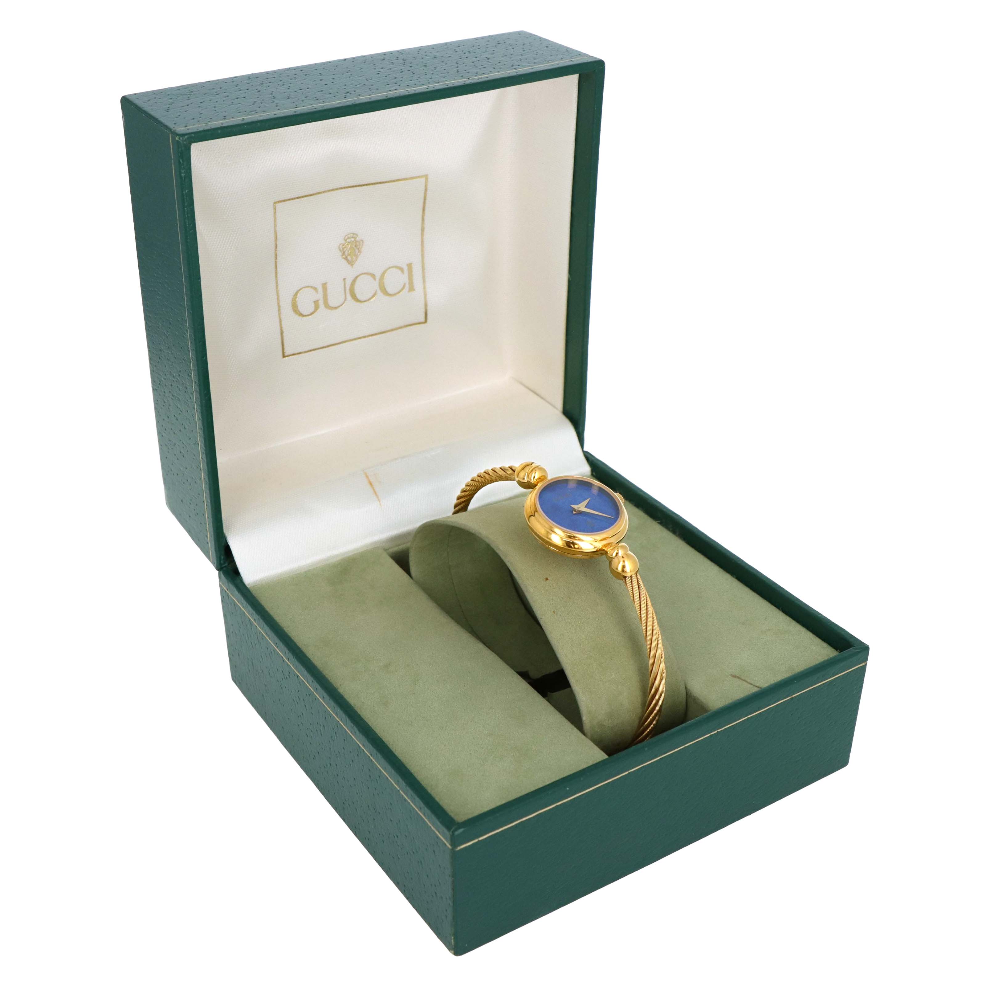 Rare Gucci Ladies 2700L Blue Dial Flexible Bangle Watch - Queen May