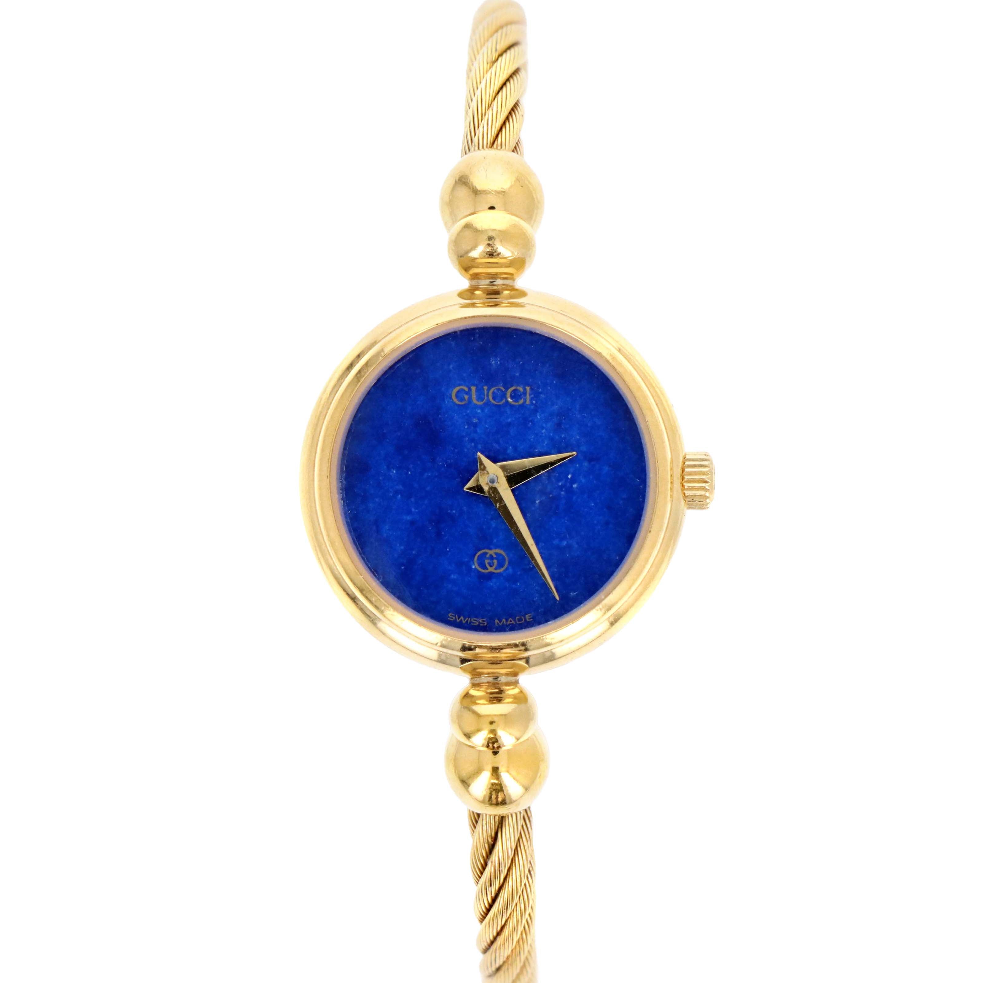 Rare Gucci Ladies 2700L Blue Dial Flexible Bangle Watch - Queen May