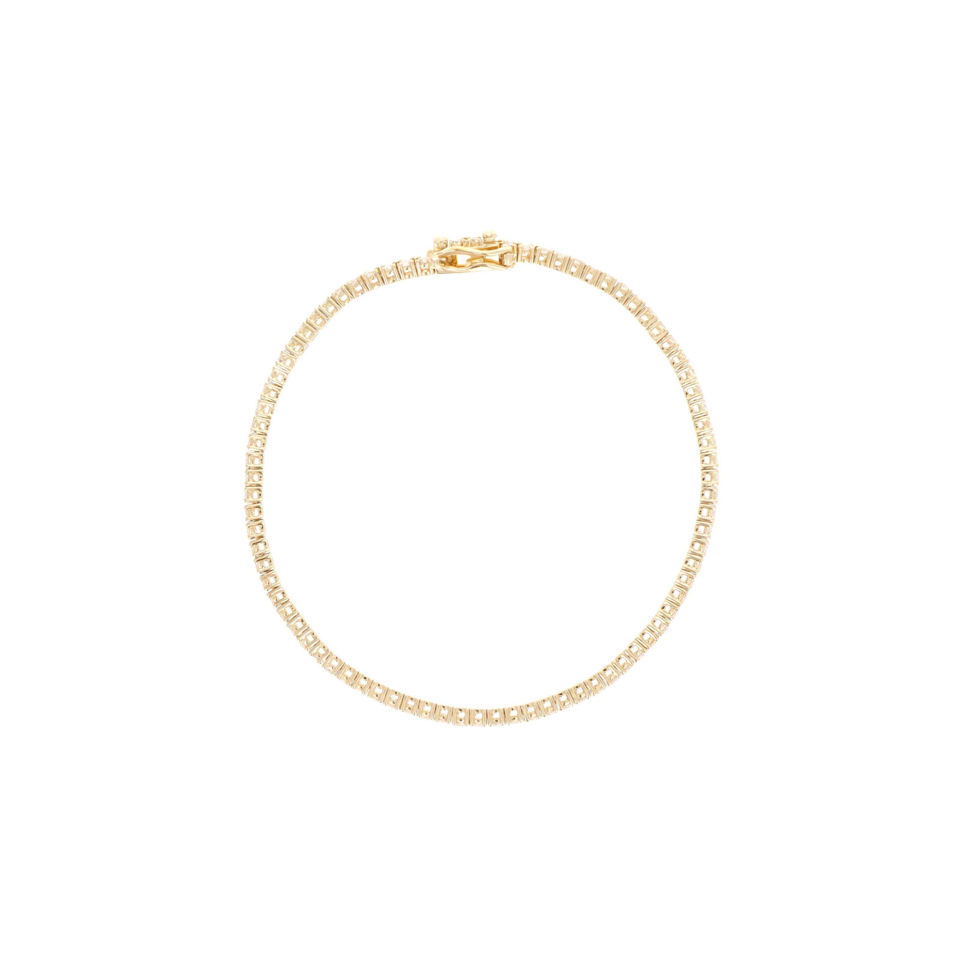 14K Yellow Gold 2.08 Carat Round Brilliant Diamond Tennis Bracelet