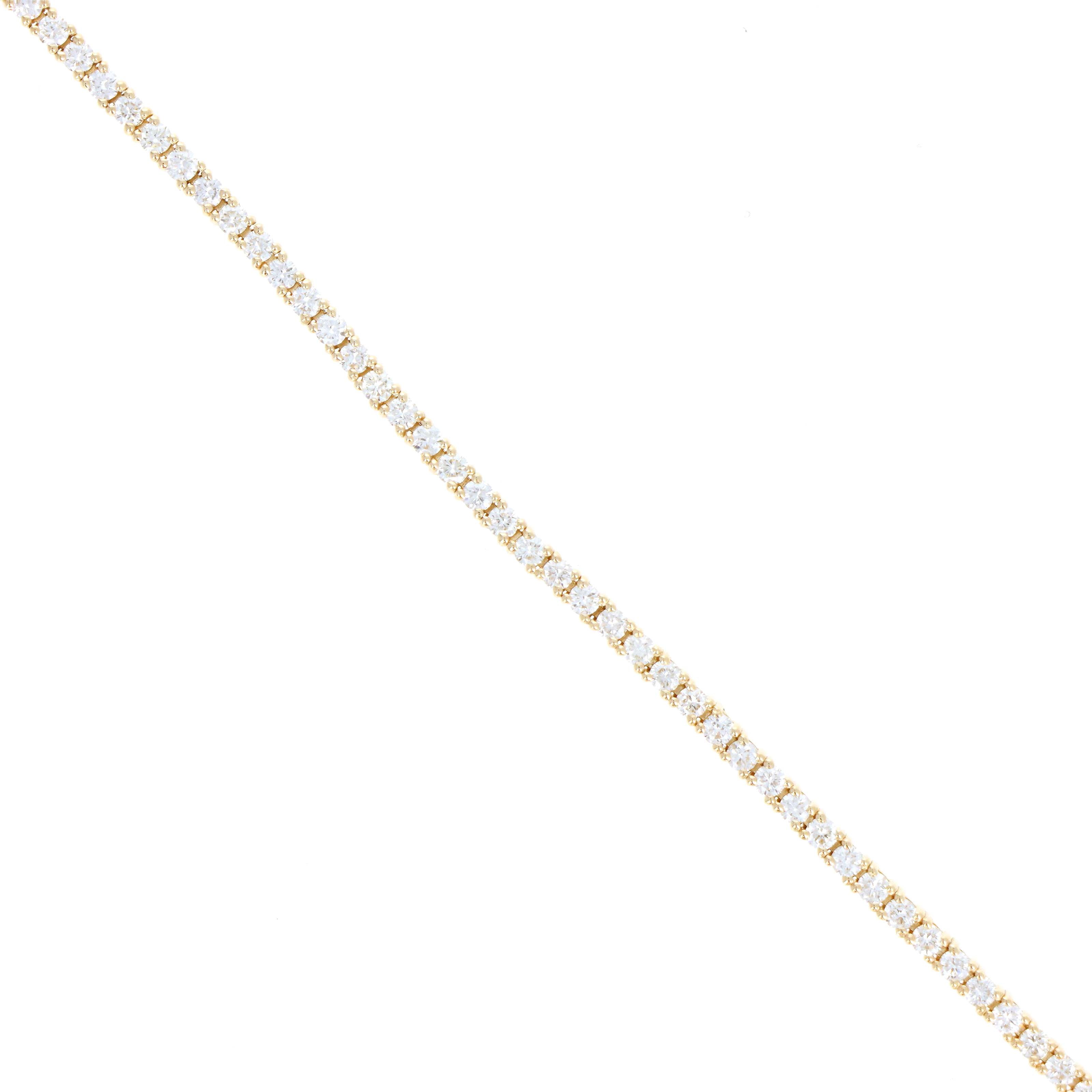 14K Yellow Gold 2.08 Carat Round Brilliant Diamond Tennis Bracelet