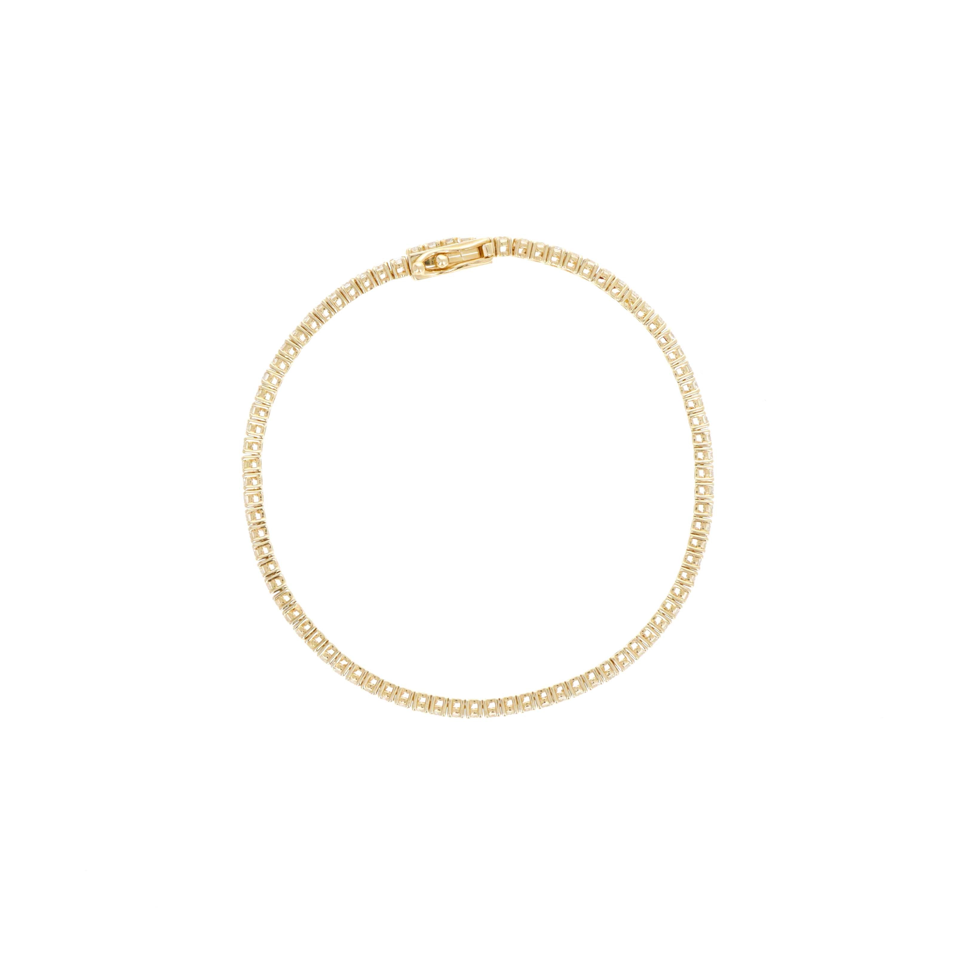 14K Yellow Gold 2.81 Carat Round Diamond Tennis Bracelet - Queen May
