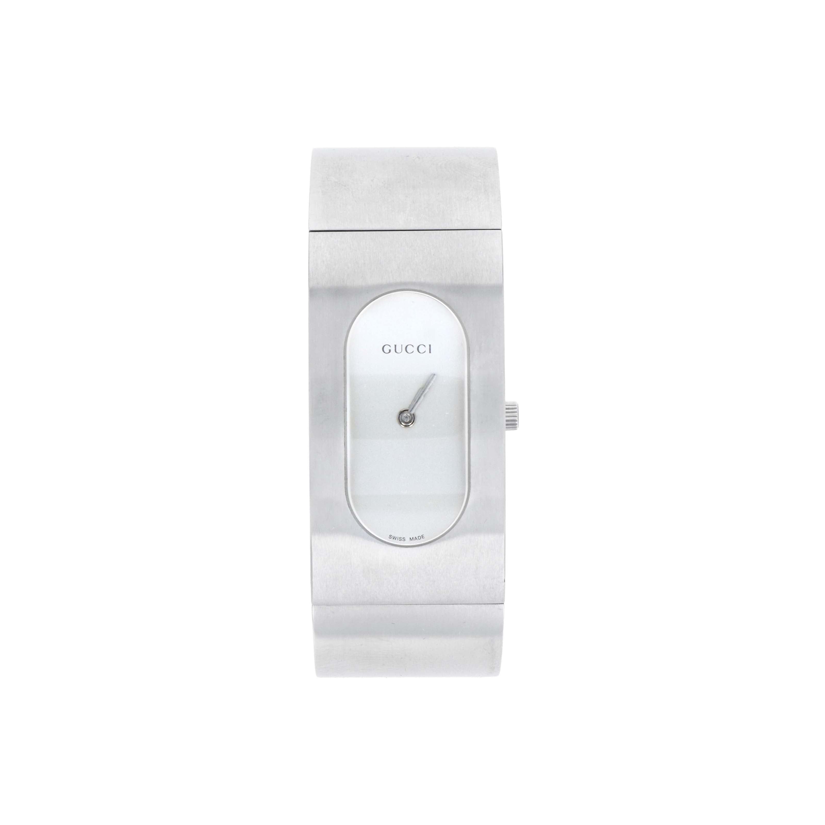 Gucci 2400L Brushed Steel Cuff Watch - Queen May