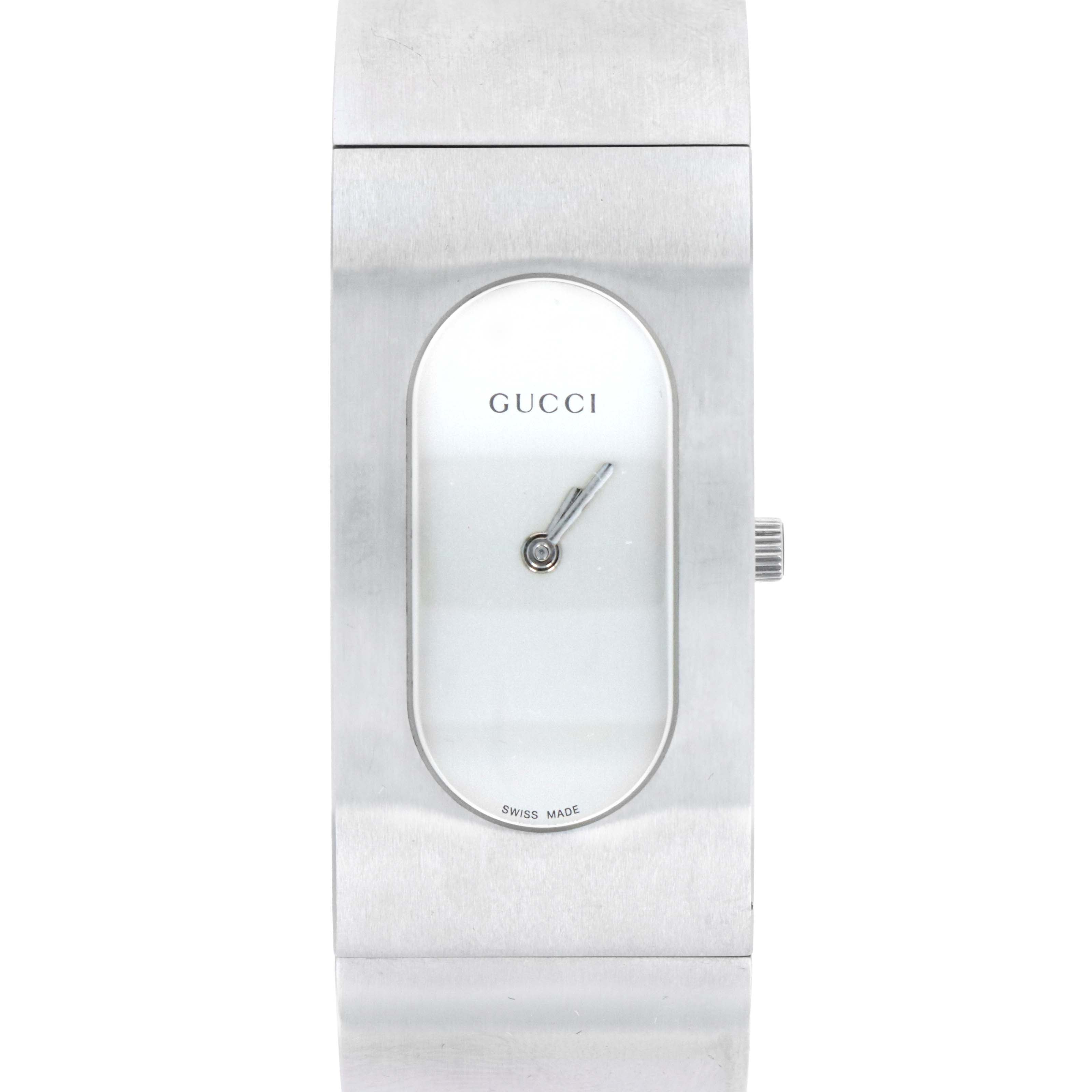 Gucci 2400L Brushed Steel Cuff Watch - Queen May