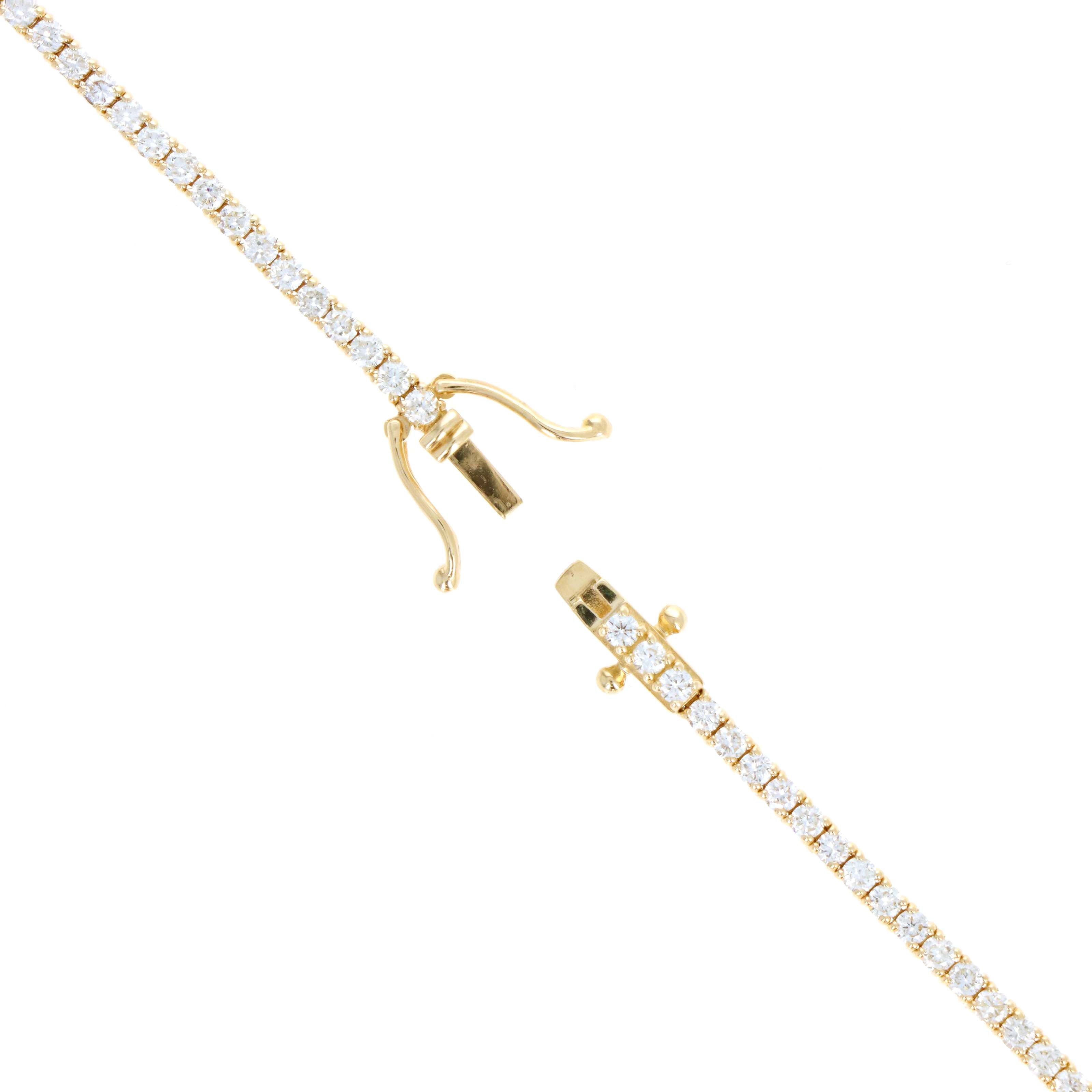 14K Yellow Gold 2.81 Carat Round Diamond Tennis Bracelet - Queen May