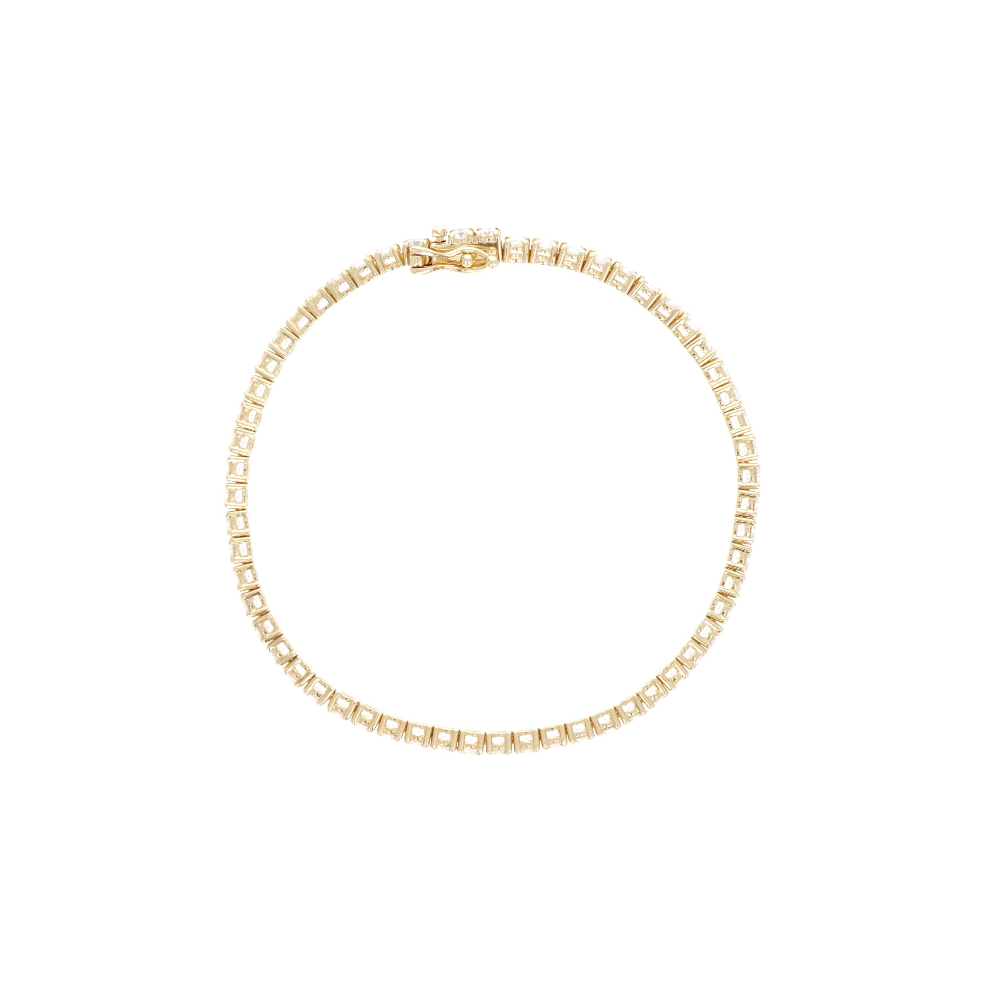 14K Yellow Gold 4.69 Carat Round Diamond Tennis Bracelet - Queen May