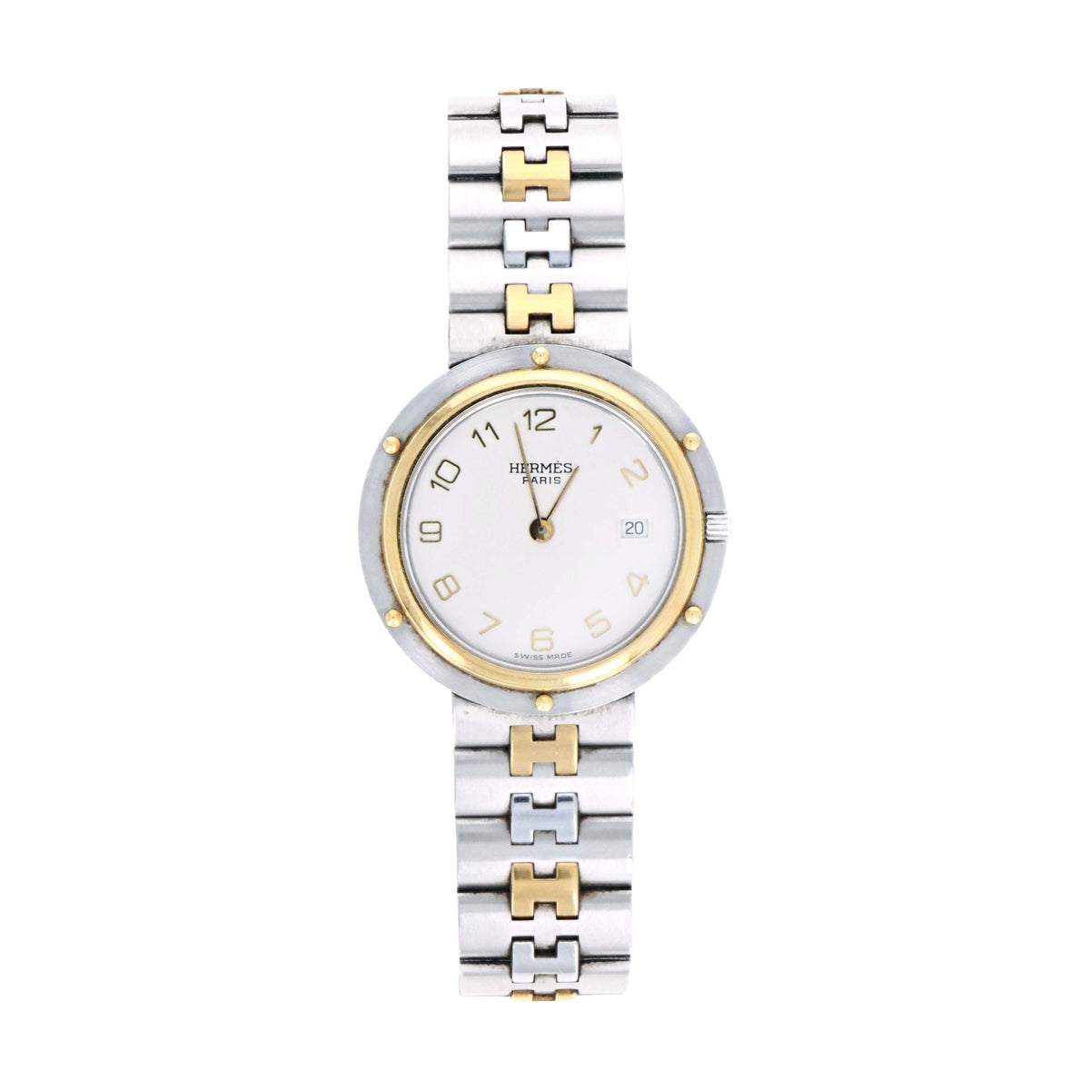 Hermes Two Tone Large Face Clipper Watch