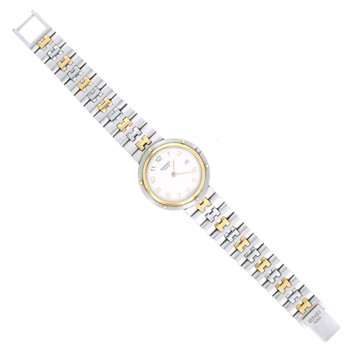 Hermes Two Tone Large Face Clipper Watch