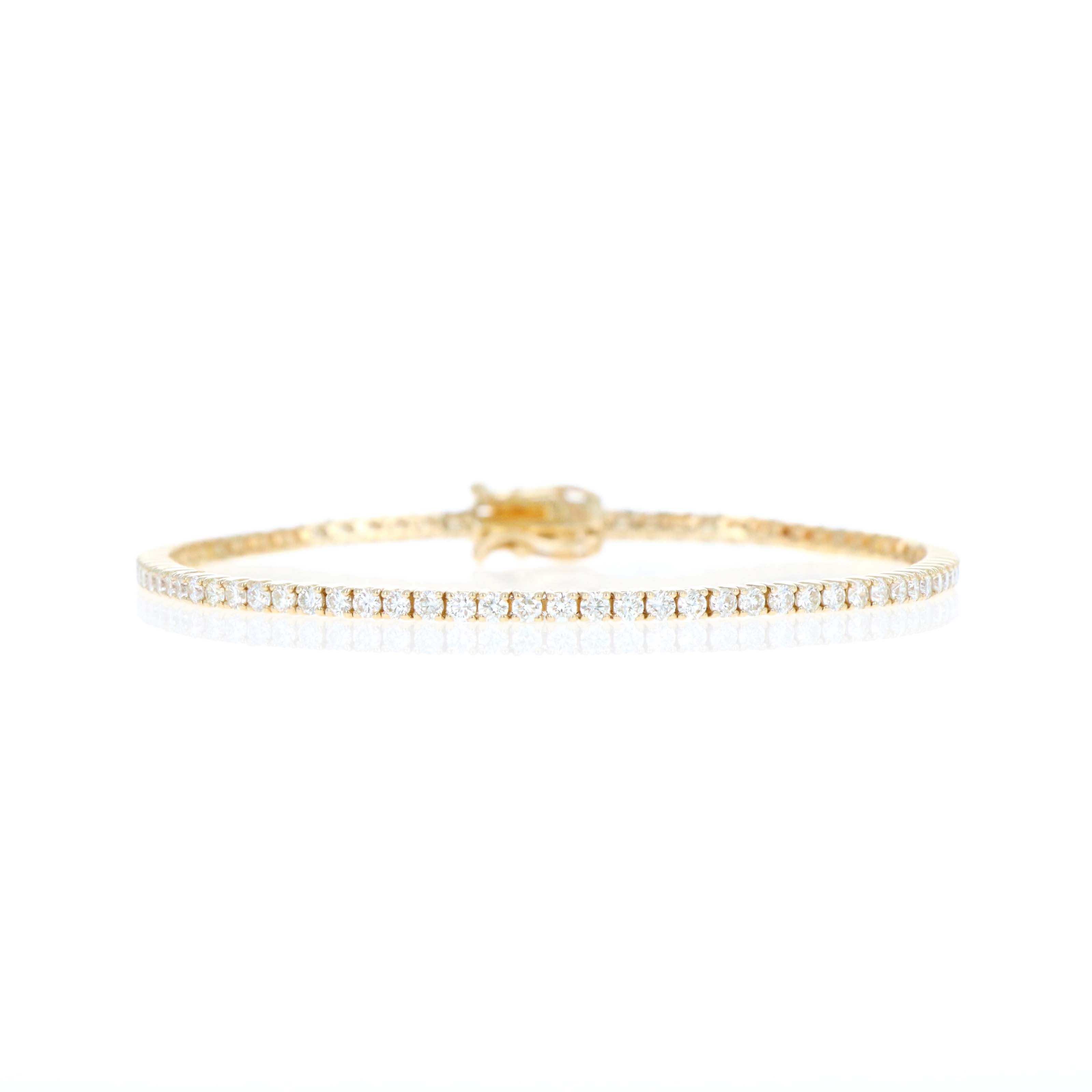 14K Yellow Gold 2.81 Carat Round Diamond Tennis Bracelet - Queen May