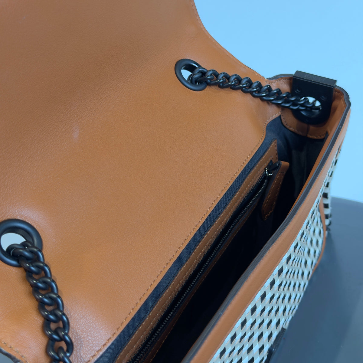 Fendi Baguette Vichy Interlaced Leather Bag