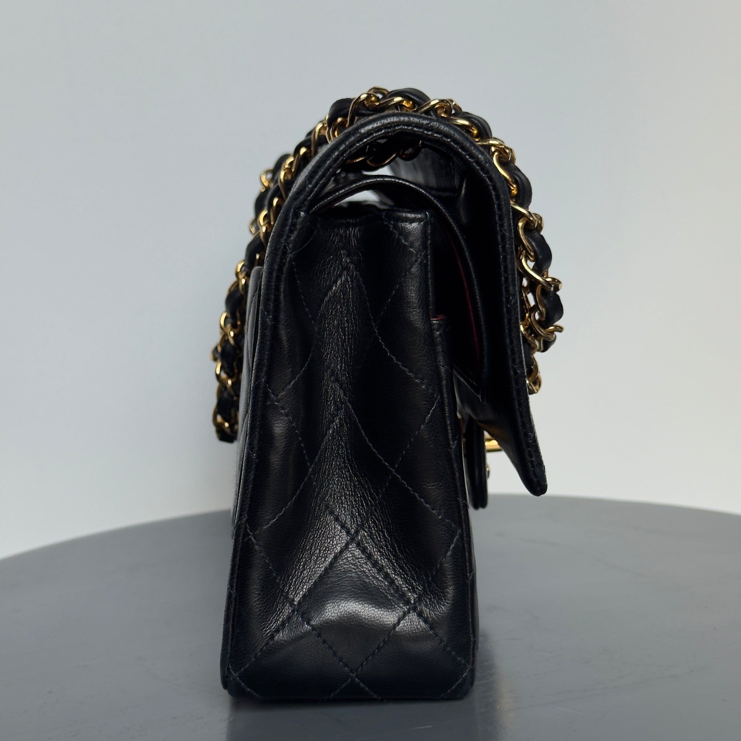 Vintage Chanel Medium Lambskin Double Flap Black - Queen May
