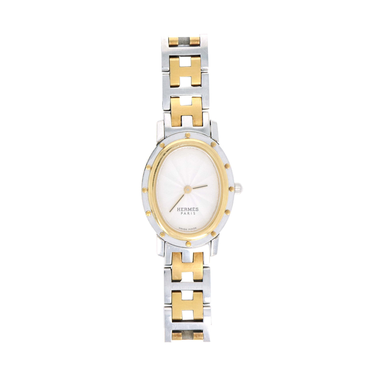 Rare Hermes Clipper Oval Two Tone Watch
