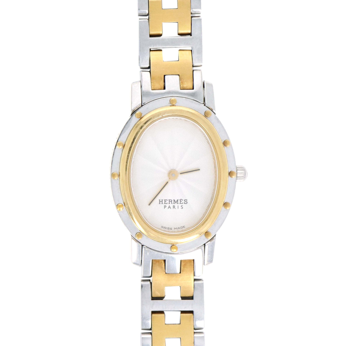 Rare Hermes Clipper Oval Two Tone Watch