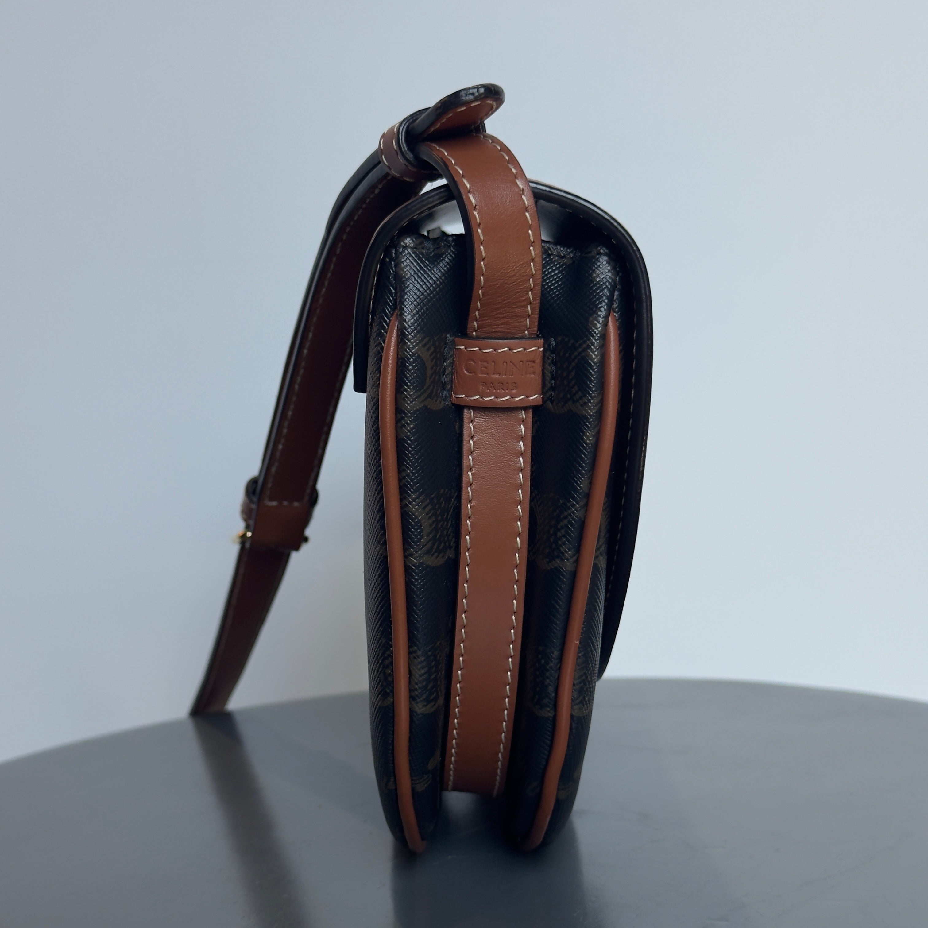 Celine Calfskin Triomphe Besace Tan