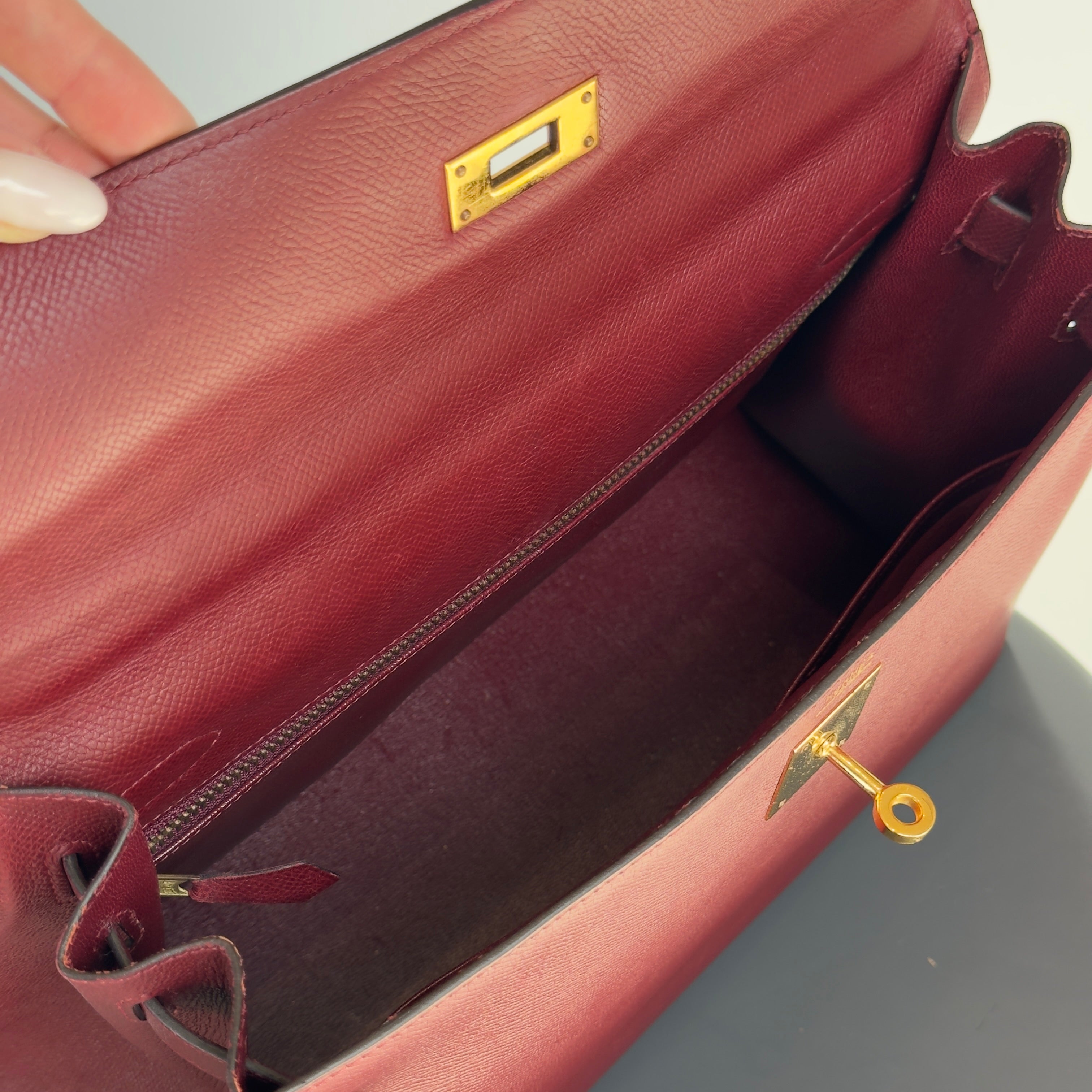 Vintage Hermes Kelly 32 Epsom Leather Rouge H 1991 - Queen May