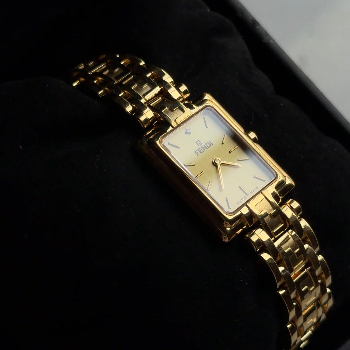 Fendi 730L Classic Rectangular Gold Plated Watch - Queen May