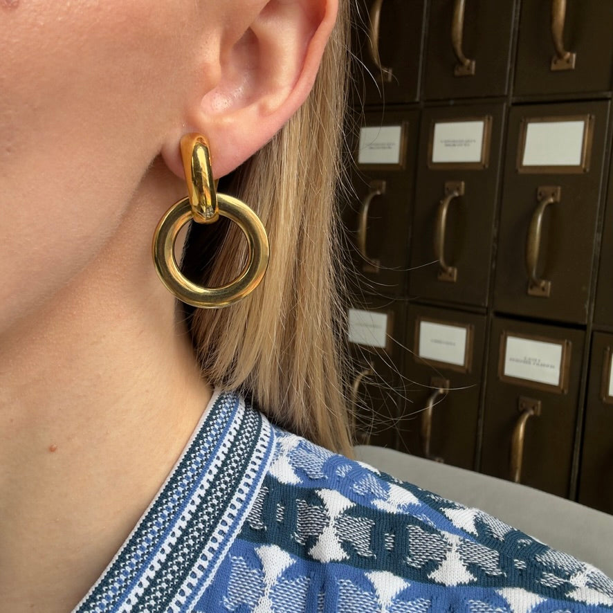 Vintage Celine Clip On Drop Earrings Gold Plated - Queen May