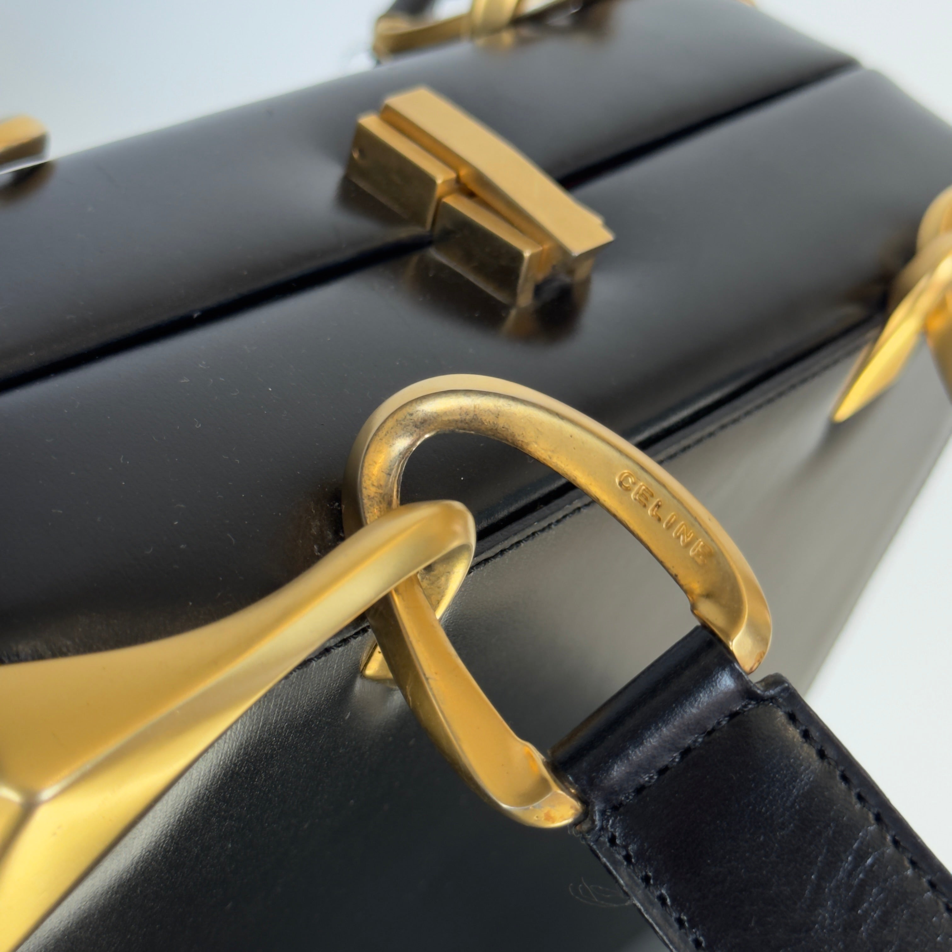 Celine Leather Shoulder Bag Matte Black - Queen May