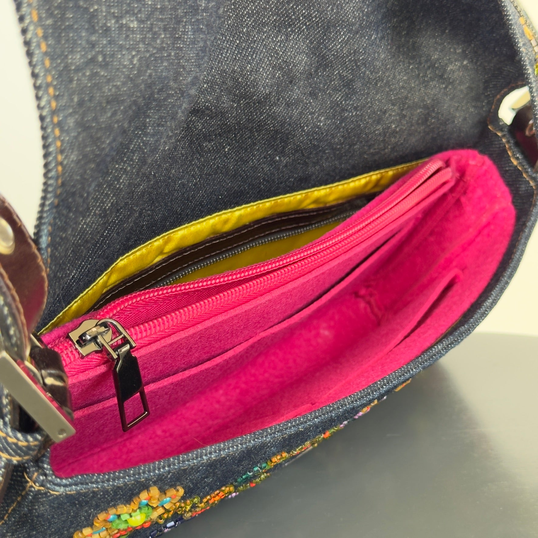 Rare Fendi Denim Beaded Baguette - Queen May