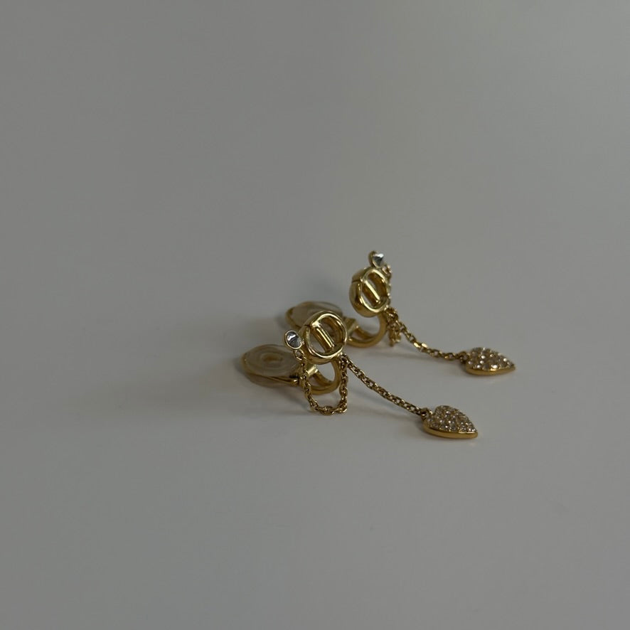 Christian Dior Crystal CD Navy Drop Earrings - Queen May