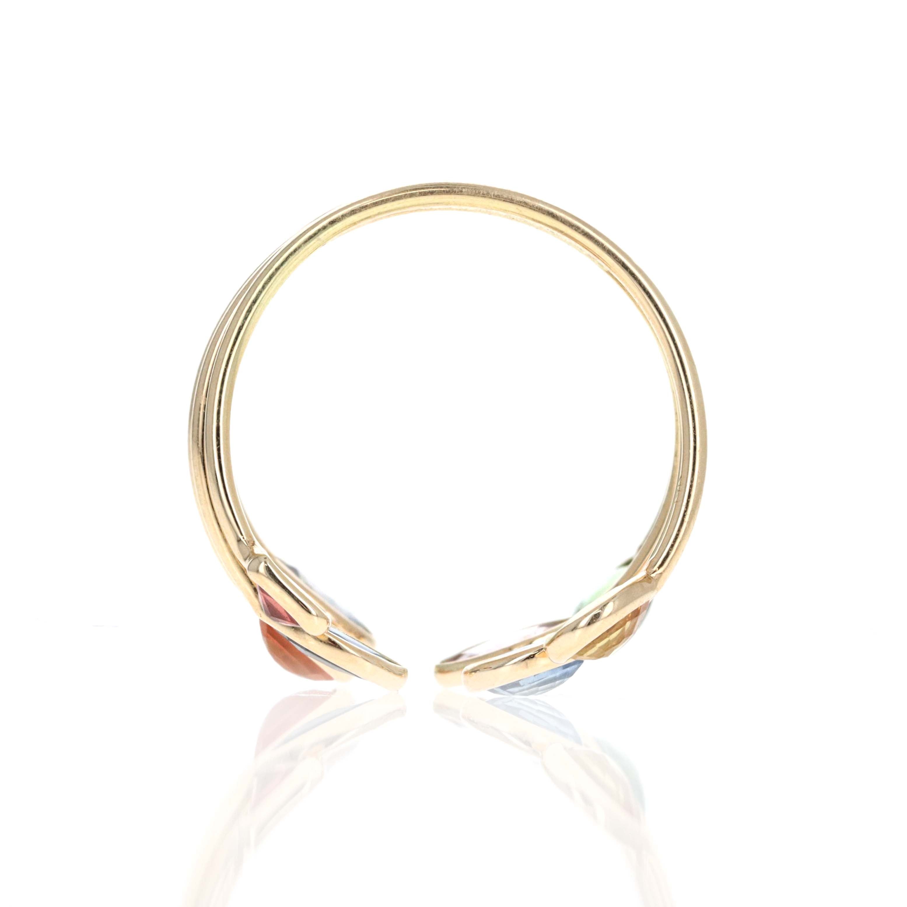 14K Yellow Gold 2.02 Carat Multi Color Sapphire Bezel Ring - Queen May