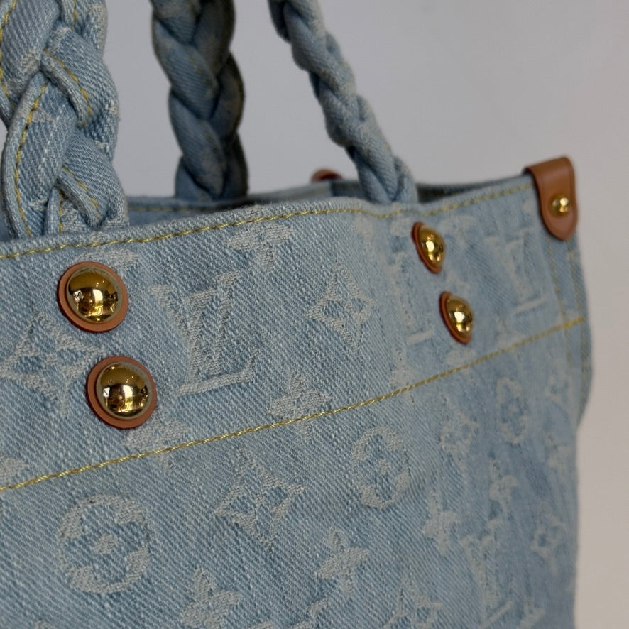 Louis Vuitton Monogram Washed Denim Let Go PM Sky Blue - Queen May