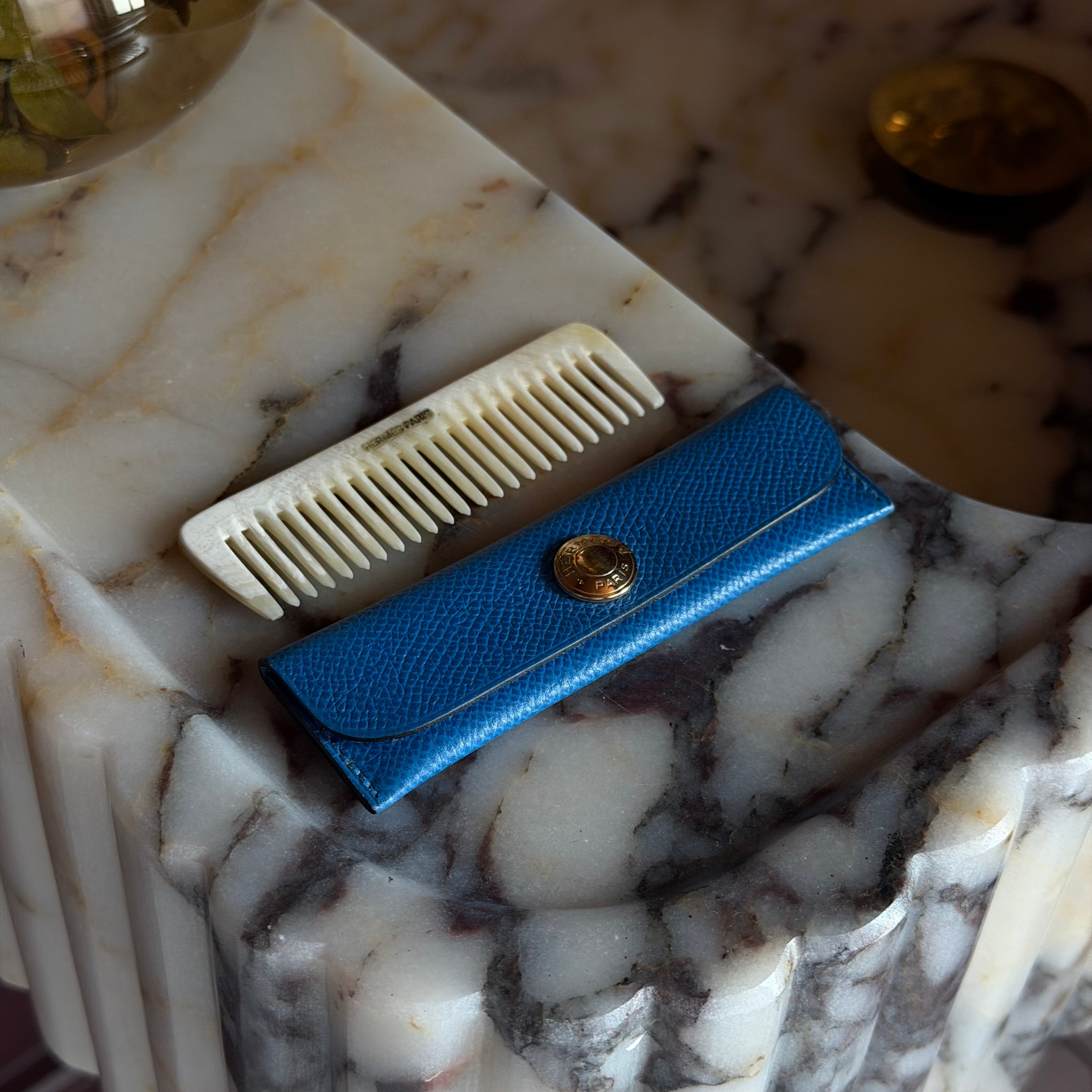 Hermes Buffalo Horn Comb and Case