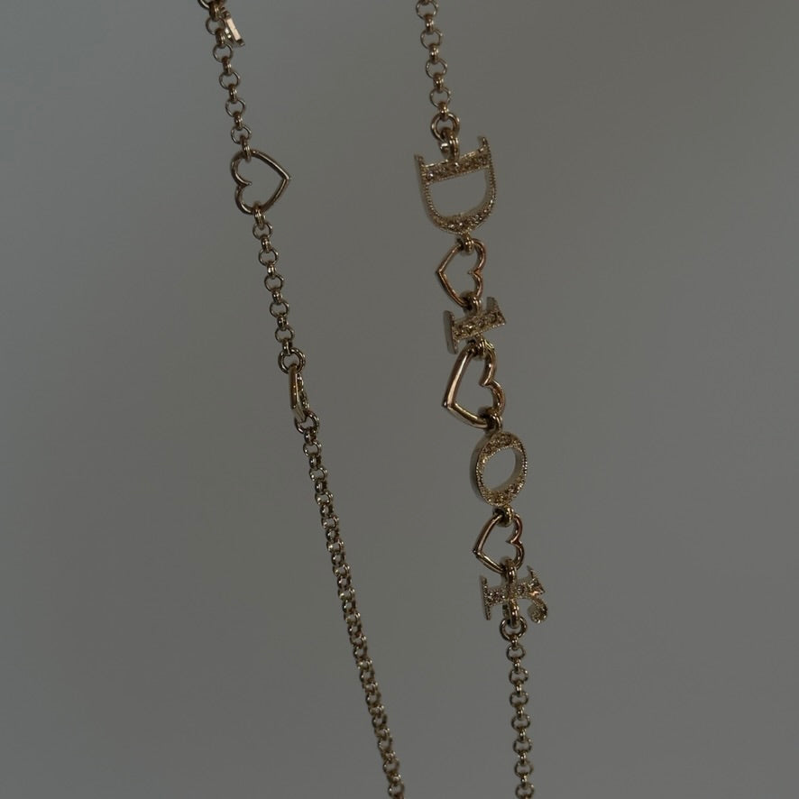 Christian Dior Crystal Heart Motif Logo Necklace - Queen May