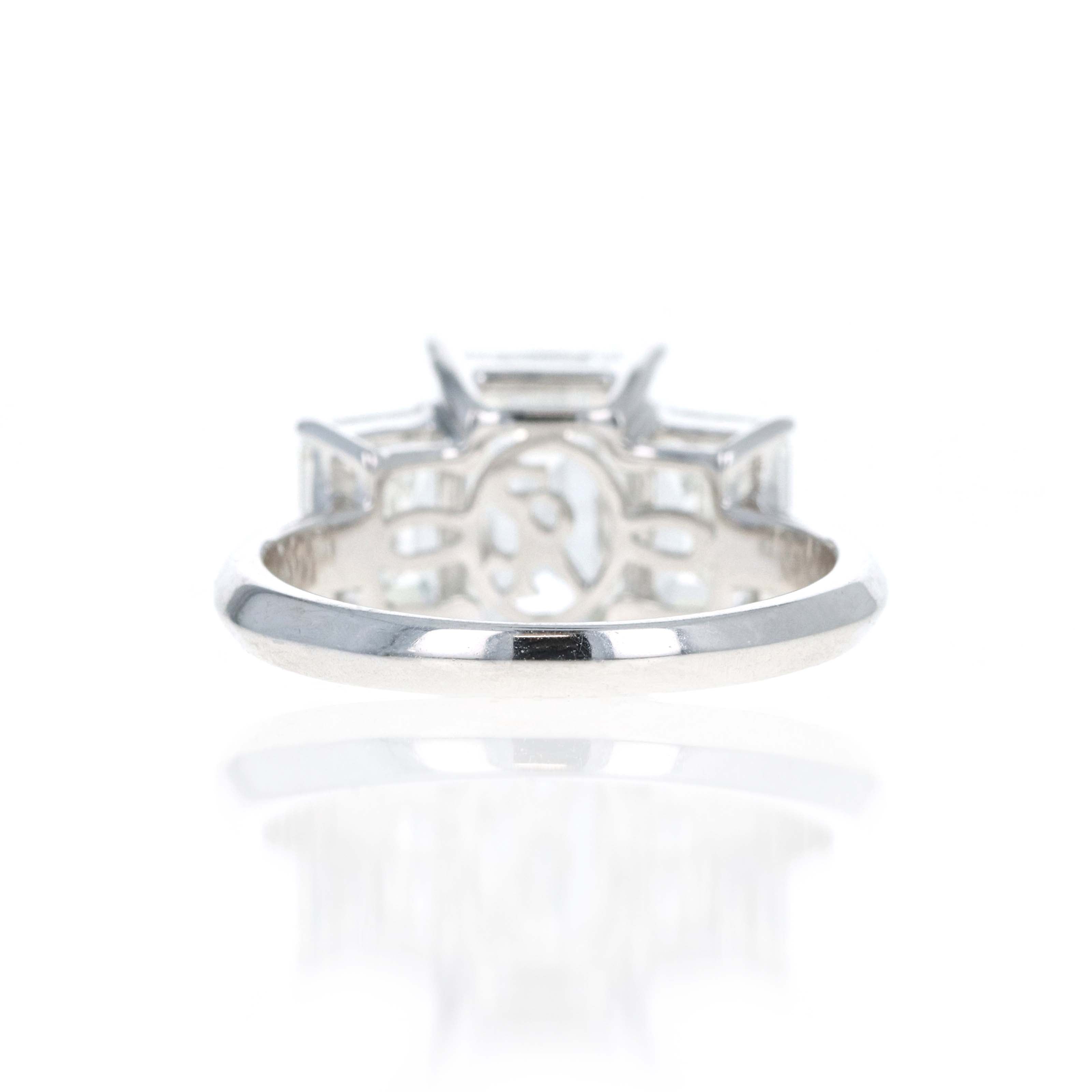 Lab Grown 5 Carat Emerald Diamond Three Stone Engagement Ring - Queen May