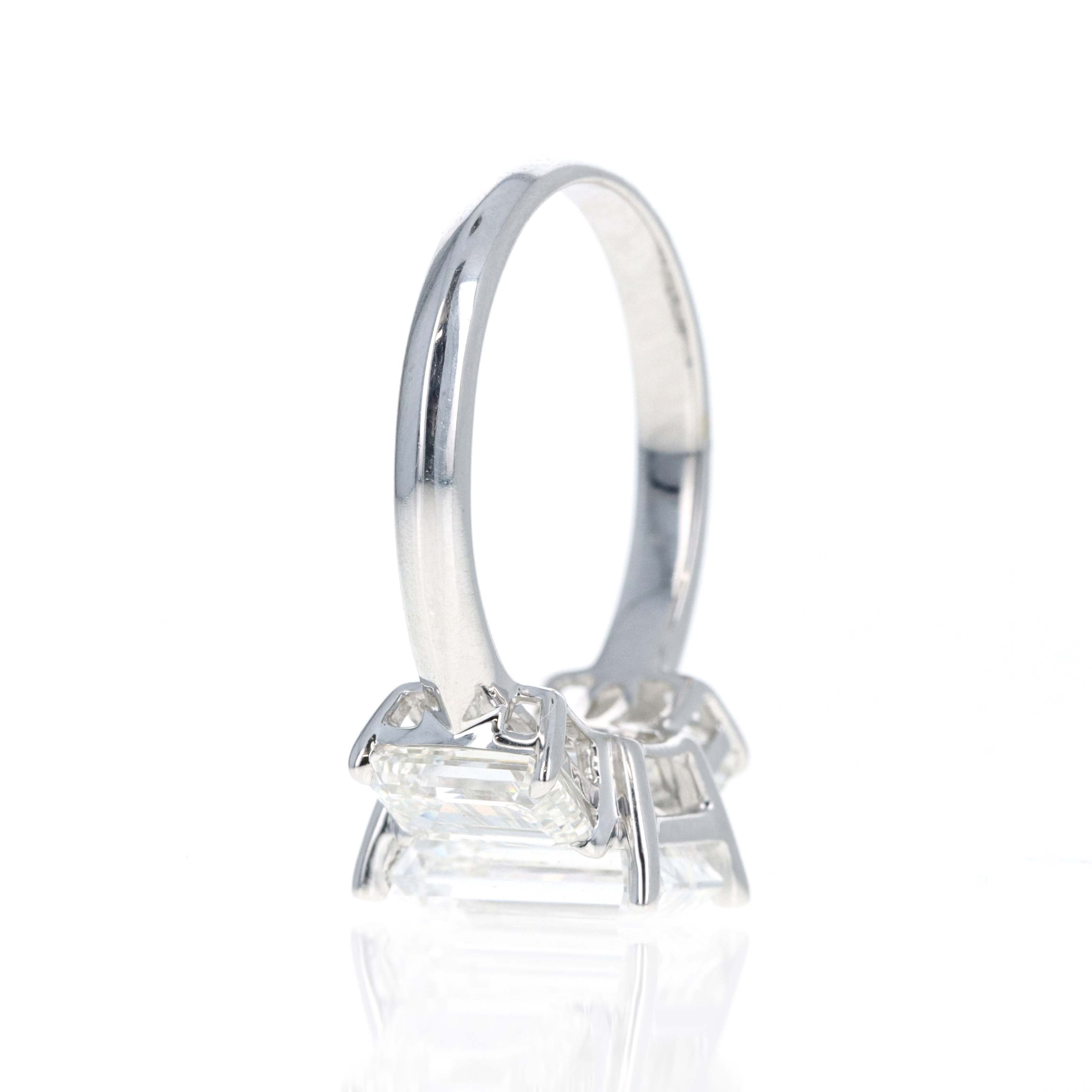 Lab Grown 5 Carat Emerald Diamond Three Stone Engagement Ring - Queen May