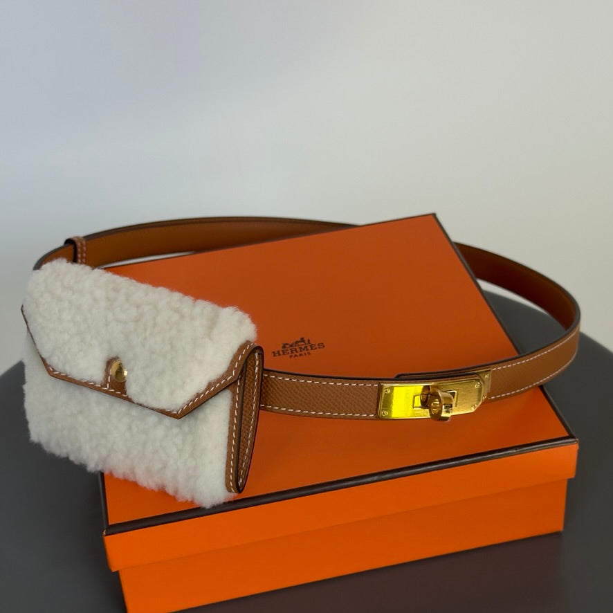 New Hermes Kelly Pocket Teddy 18 Belt - Queen May