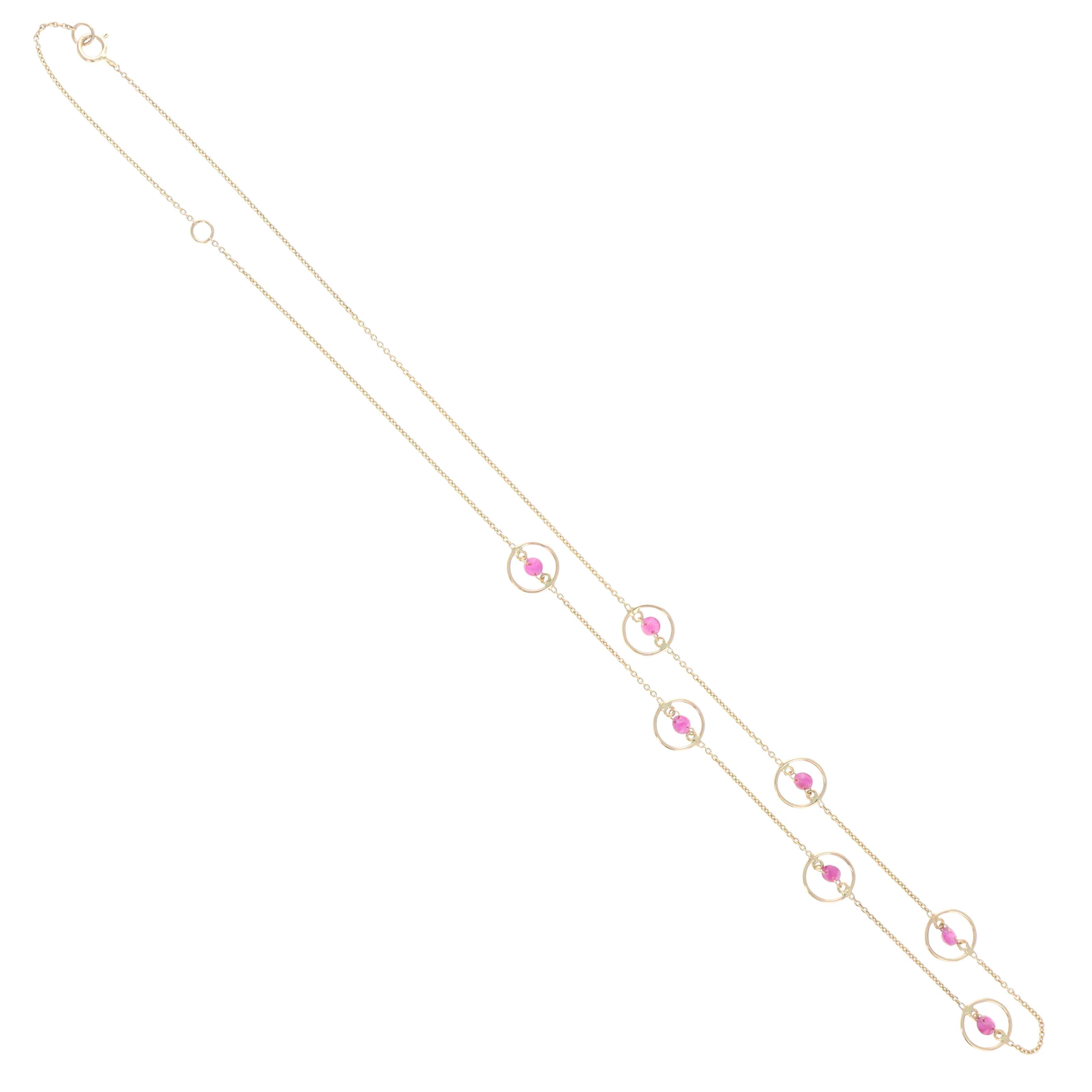14K Yellow Gold 1.06 Carat Ruby Floating Circle Layering Necklace - Queen May