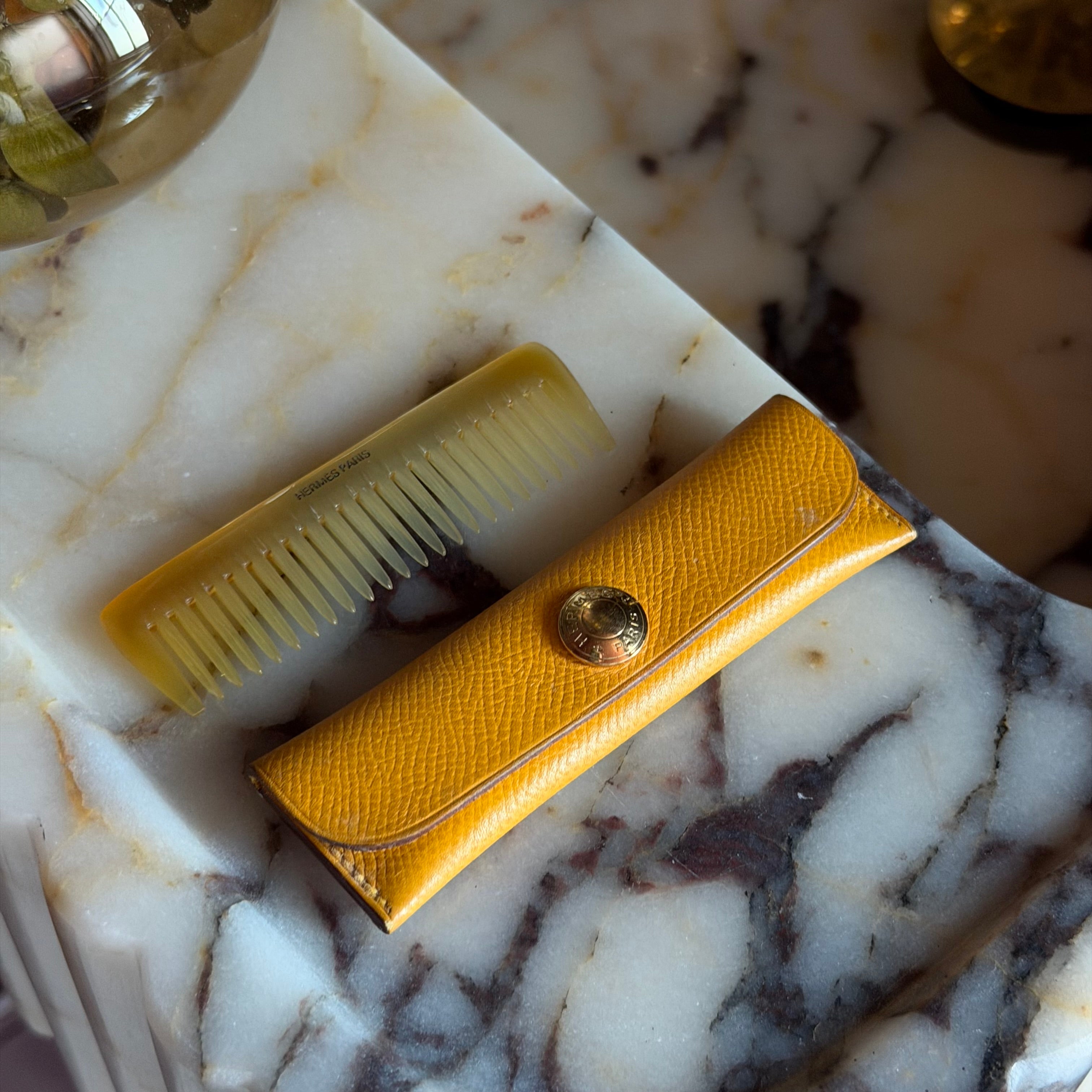 Hermes Buffalo Horn Comb and Case