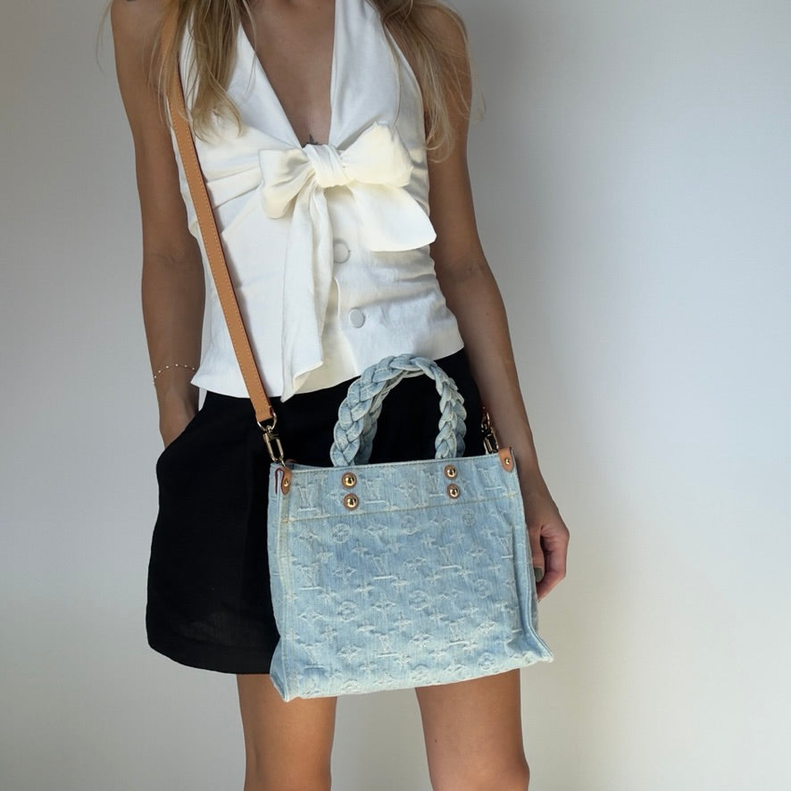 Louis Vuitton Monogram Washed Denim Let Go PM Sky Blue - Queen May