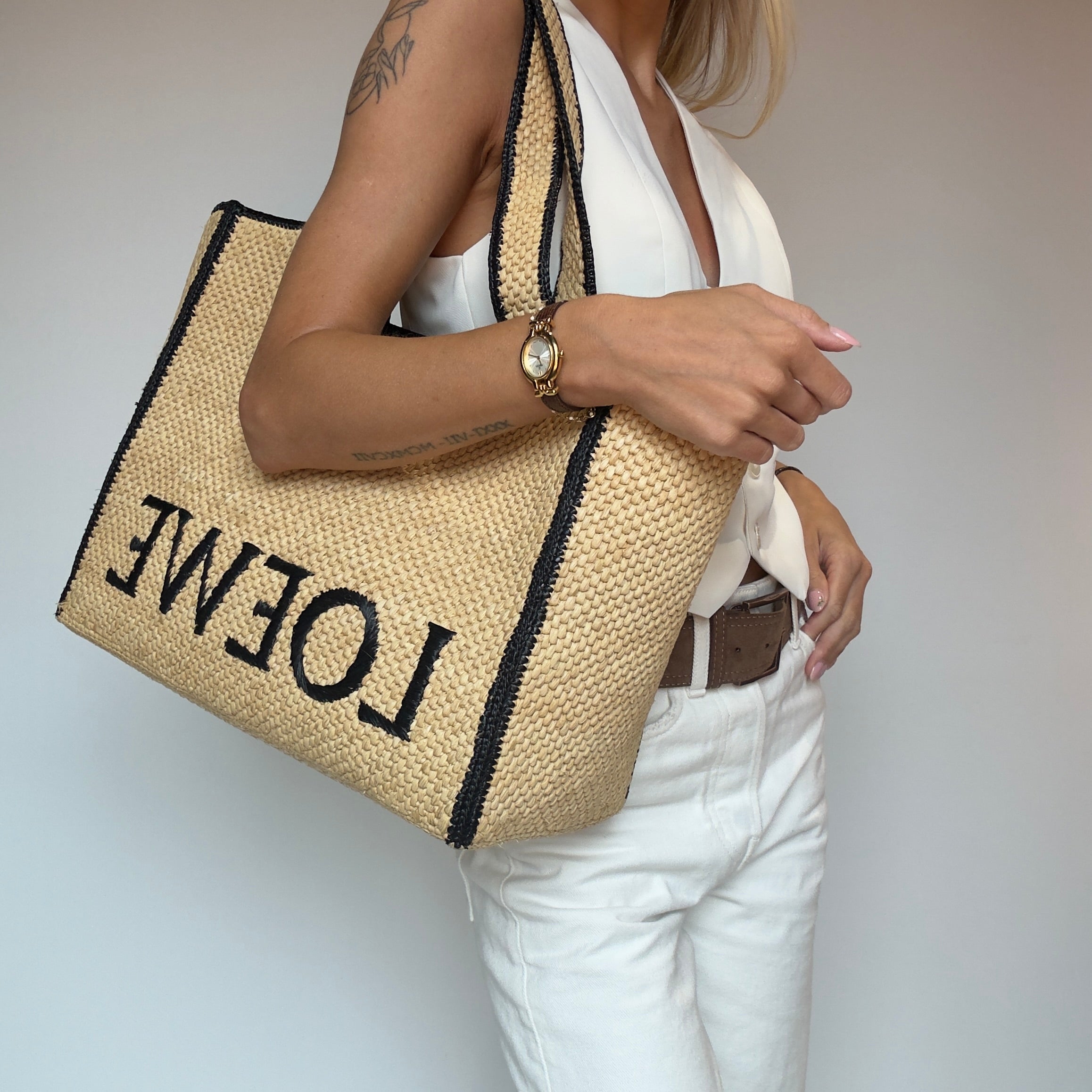 Loewe Paulas Ibiza Large Raffia Tote Bag