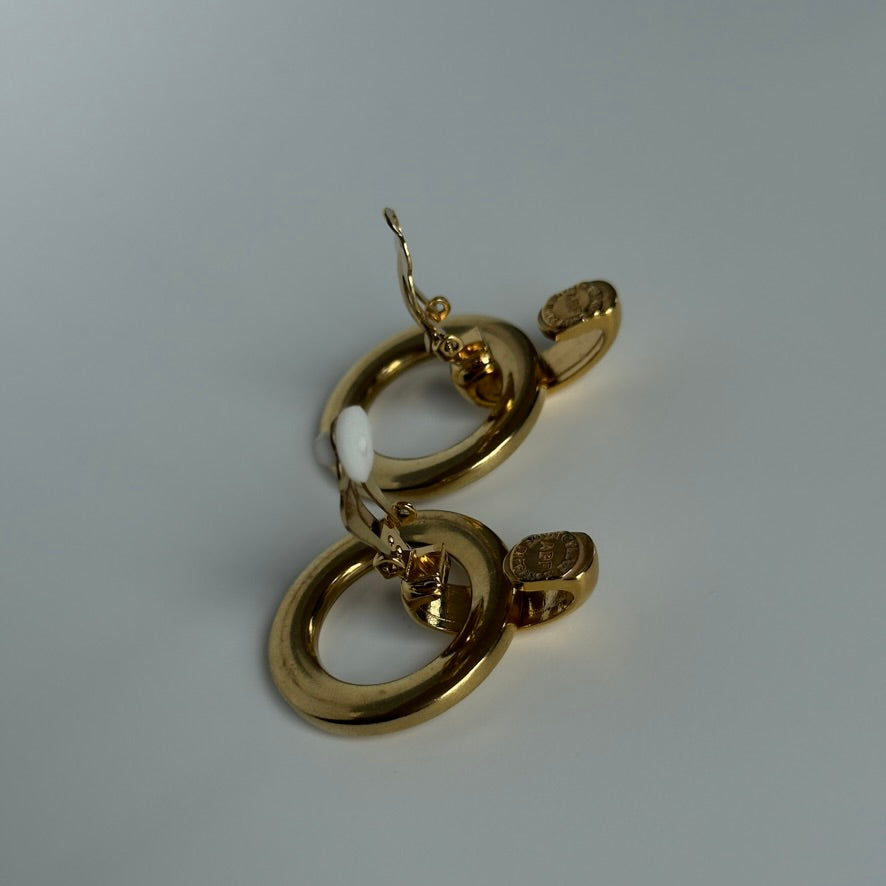 Vintage Celine Clip On Drop Earrings Gold Plated - Queen May