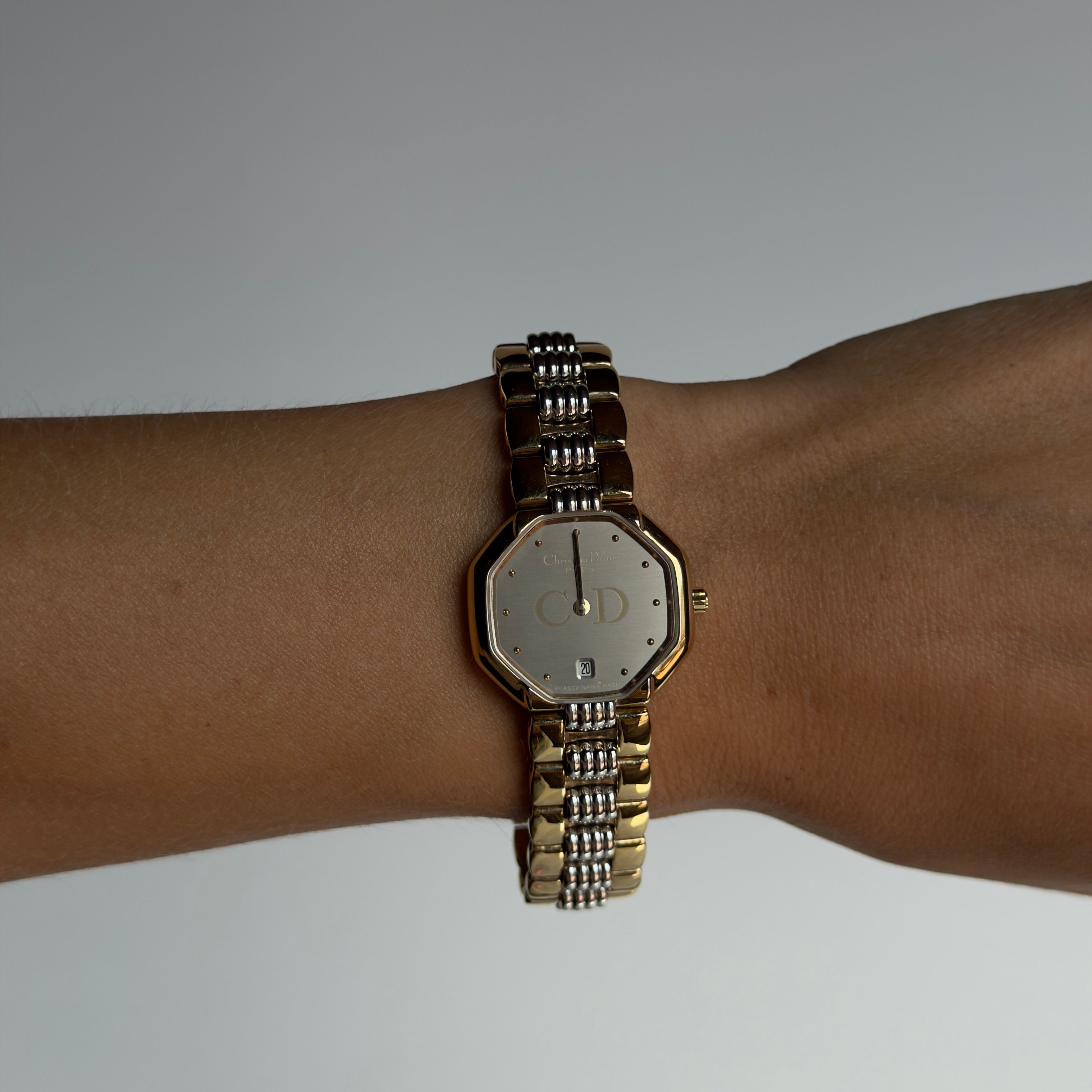 Christian Dior Two Tone Octagon Watch
