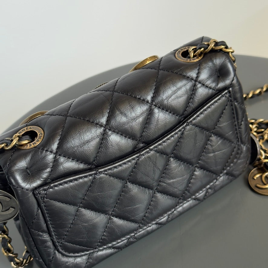 Limited Edition Chanel 2015 Calfskin Paris Dubai Coin Collector Extra Mini Flap Bag - Queen May