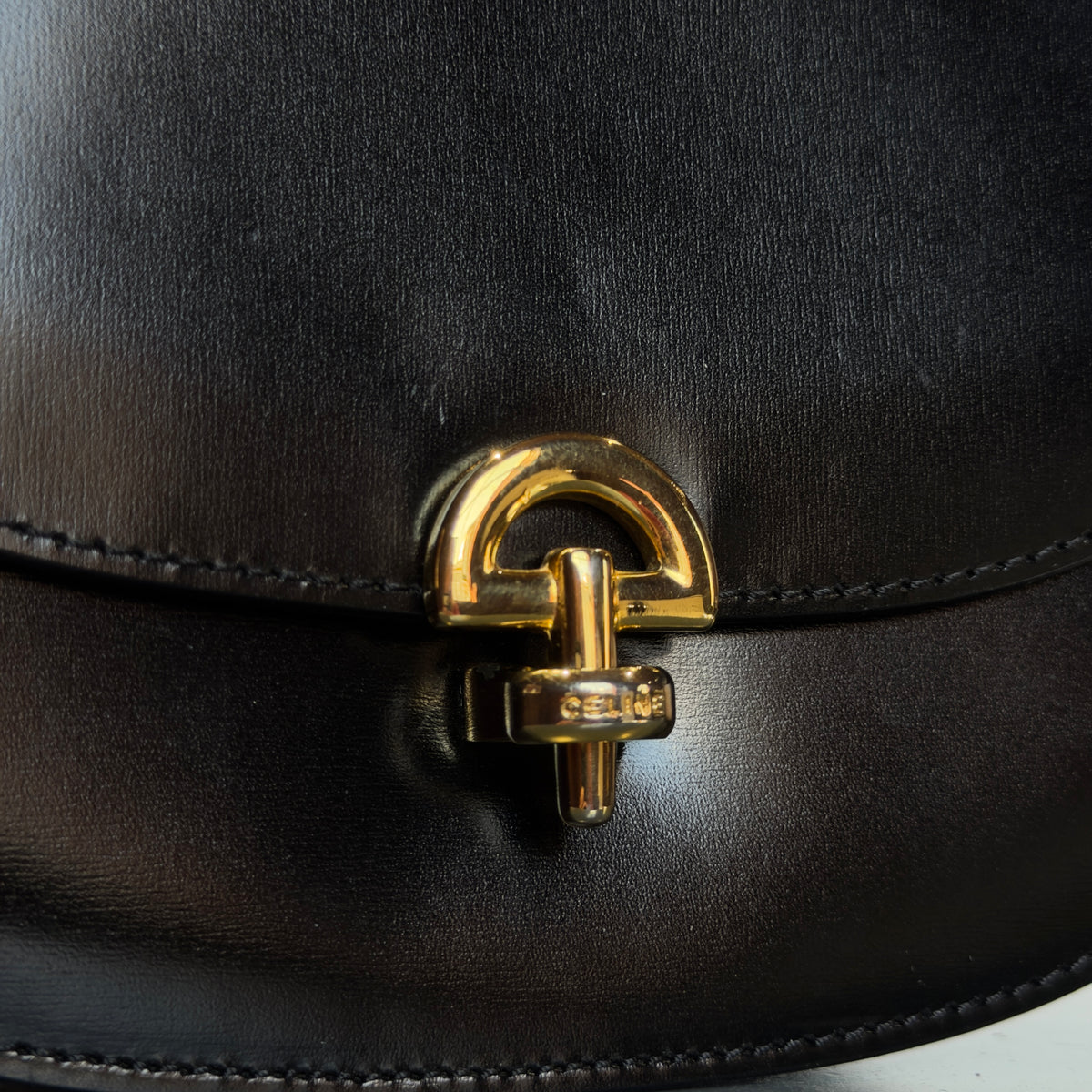 Vintage Celine Black Leather Top Handle Bag