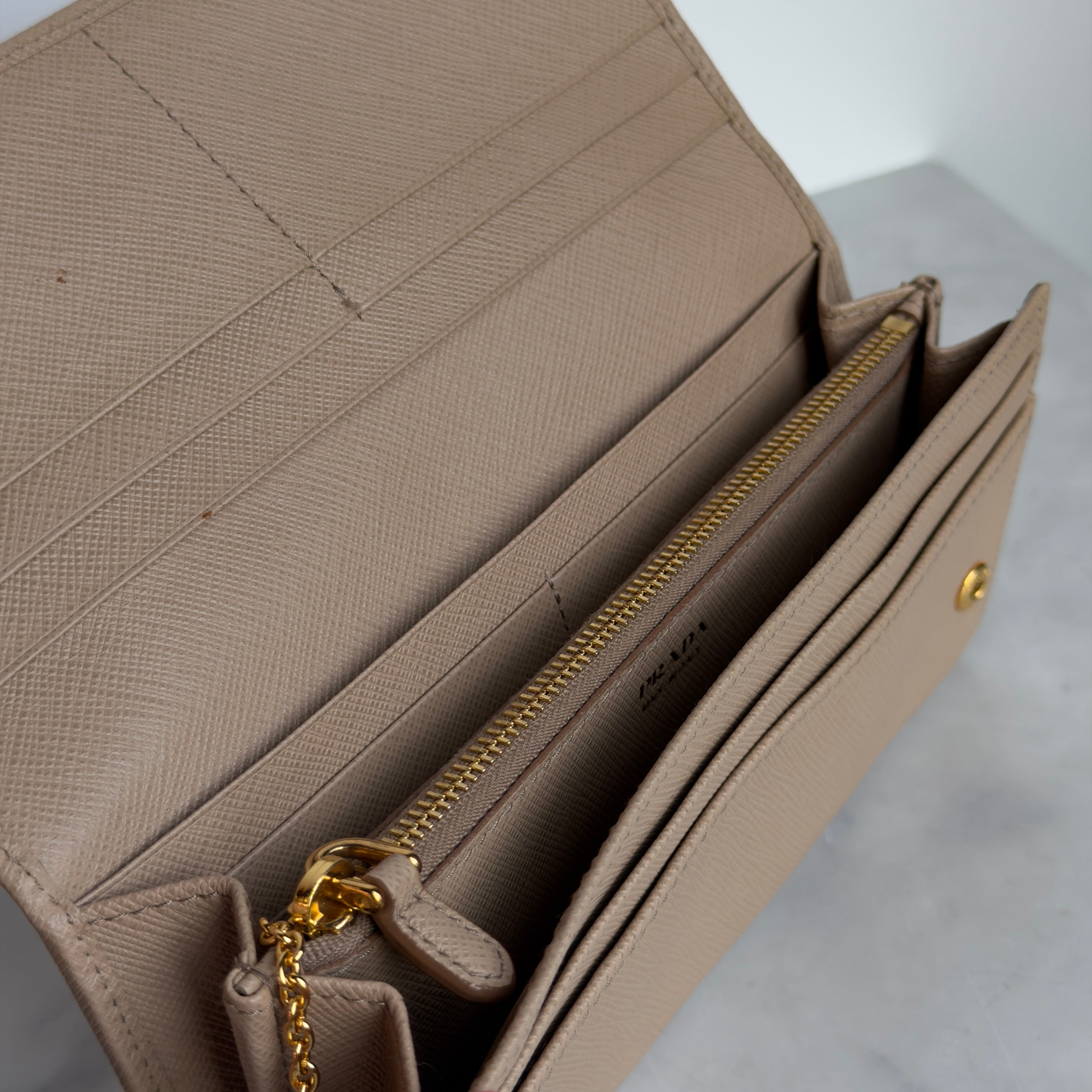 Prada Saffiano Continental Wallet Beige