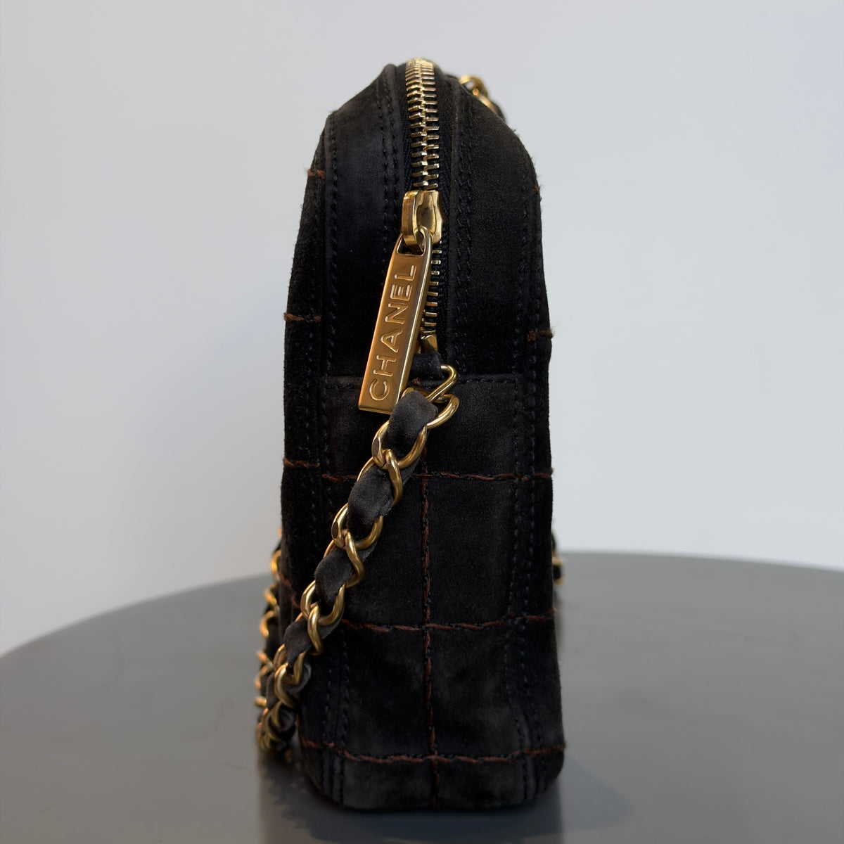 Chanel Suede Square Stitch Shoulder Bag