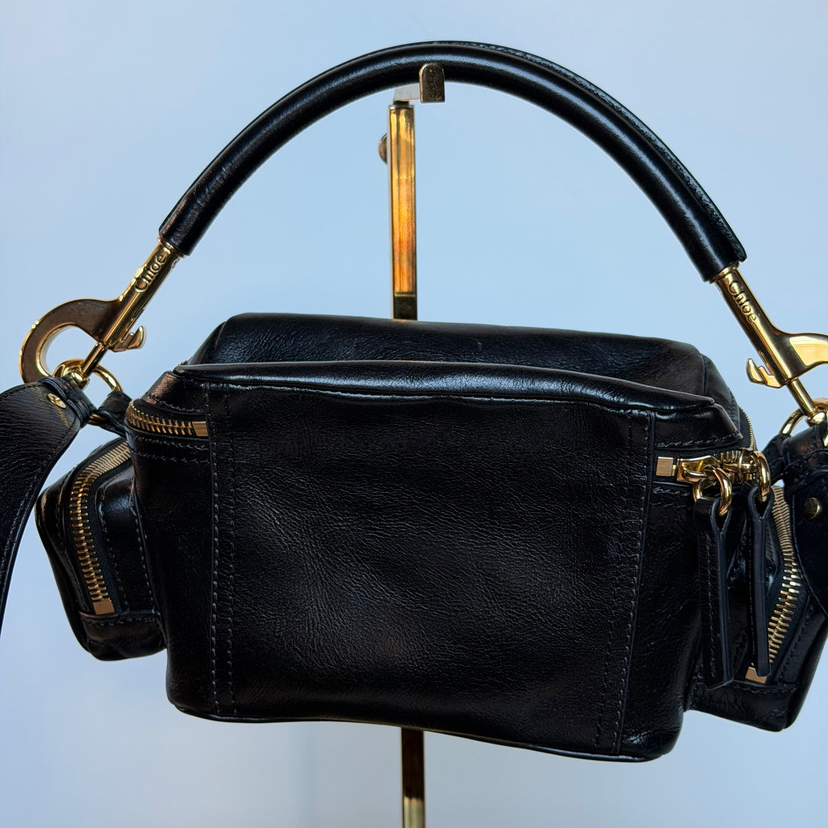 Chloe Mini Black Leather Camera Bag - Queen May
