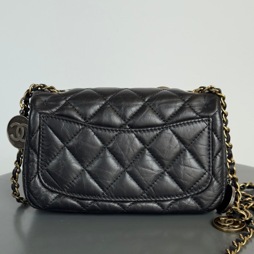 Limited Edition Chanel 2015 Calfskin Paris Dubai Coin Collector Extra Mini Flap Bag - Queen May
