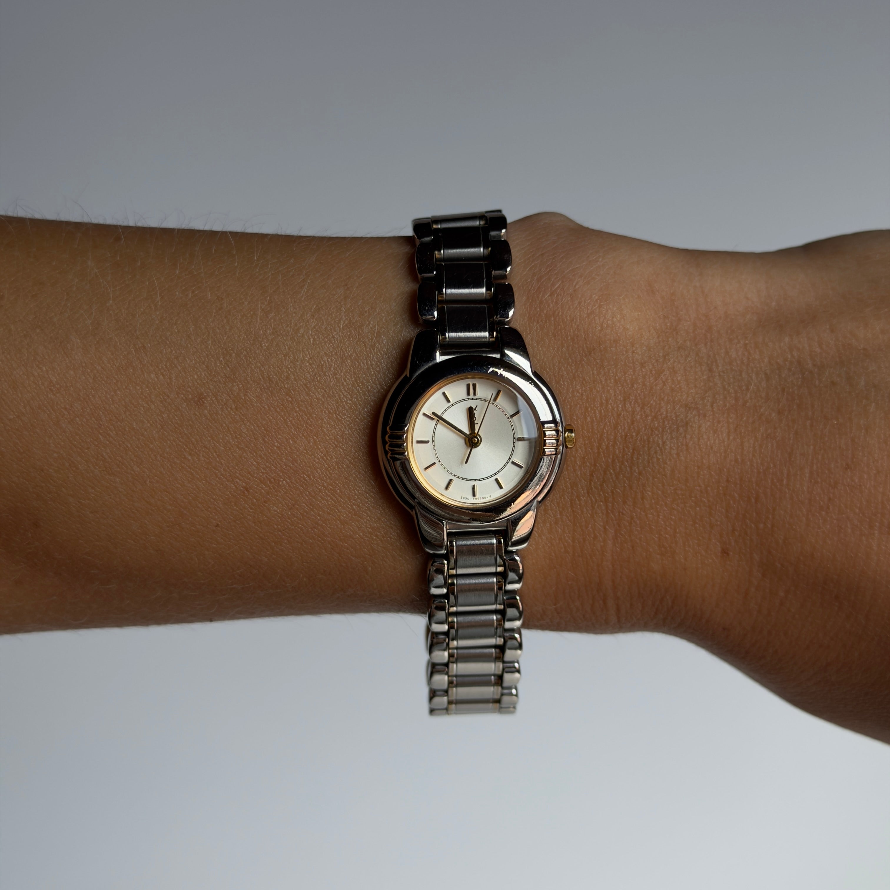 Vintage Yves Saint Laurent Two Tone Round Watch