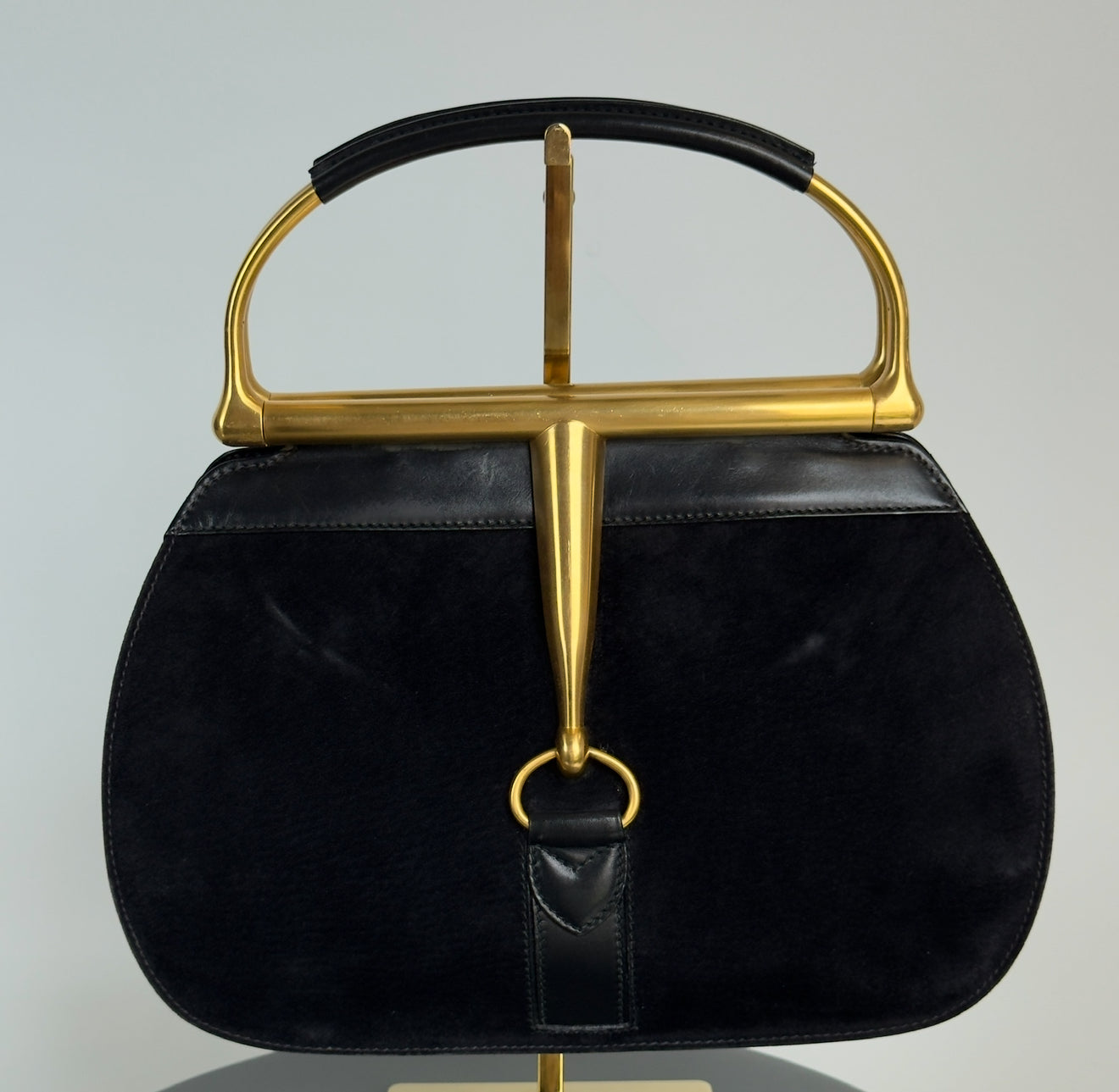 Ultra Rare Vintage Gucci Snafflebit Bag Black Suede - Queen May