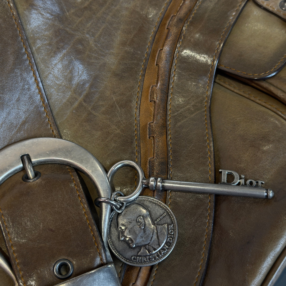 Christian Dior Leather Gauche Saddle Bag